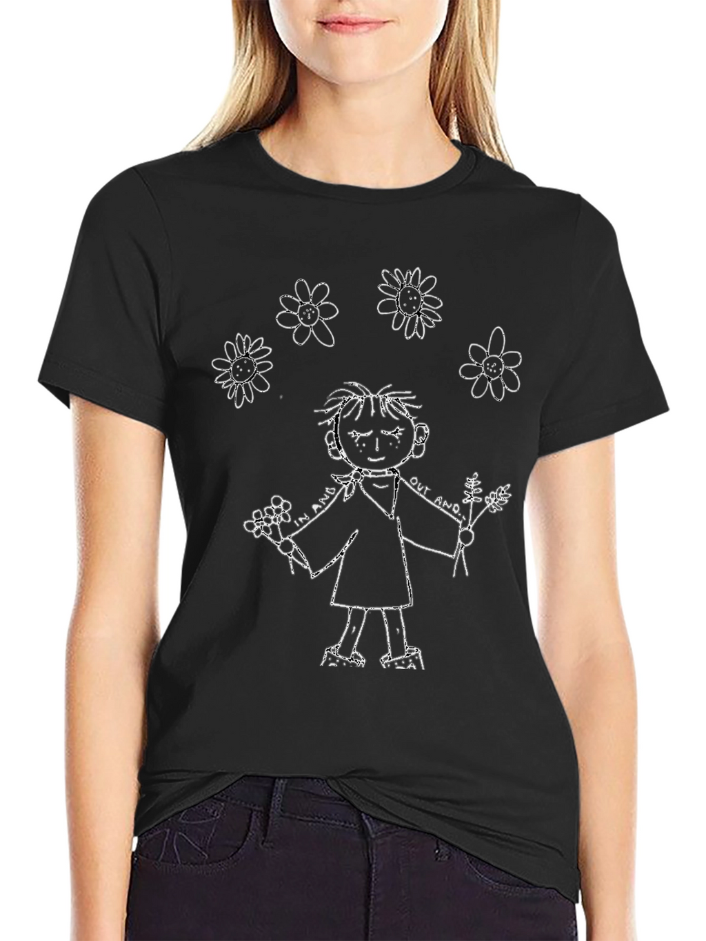 Doodle Kid Graphic Tee - Black Cotton Casual Shirt