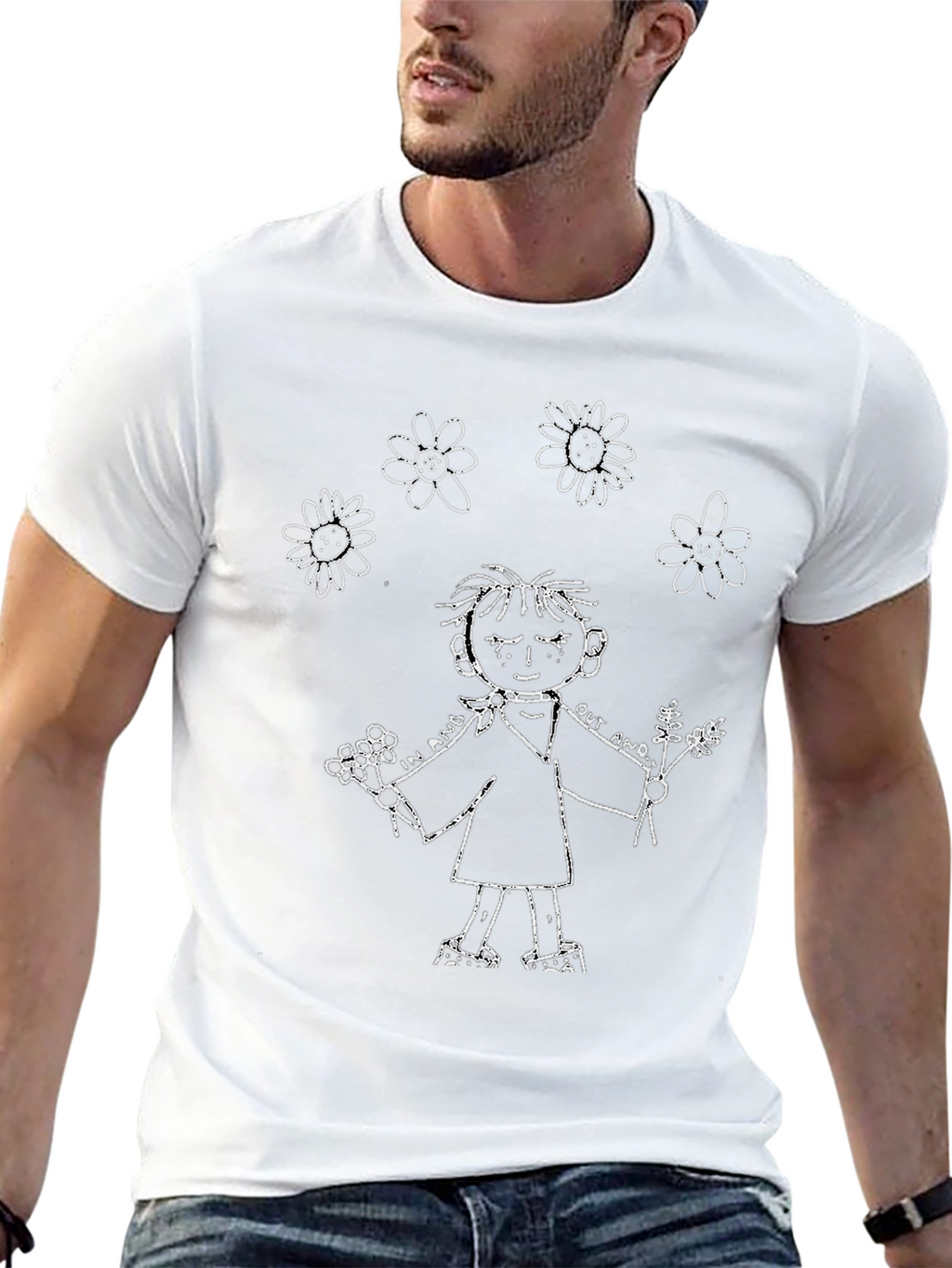 Doodle Kid Graphic Tee - Black Cotton Casual Shirt