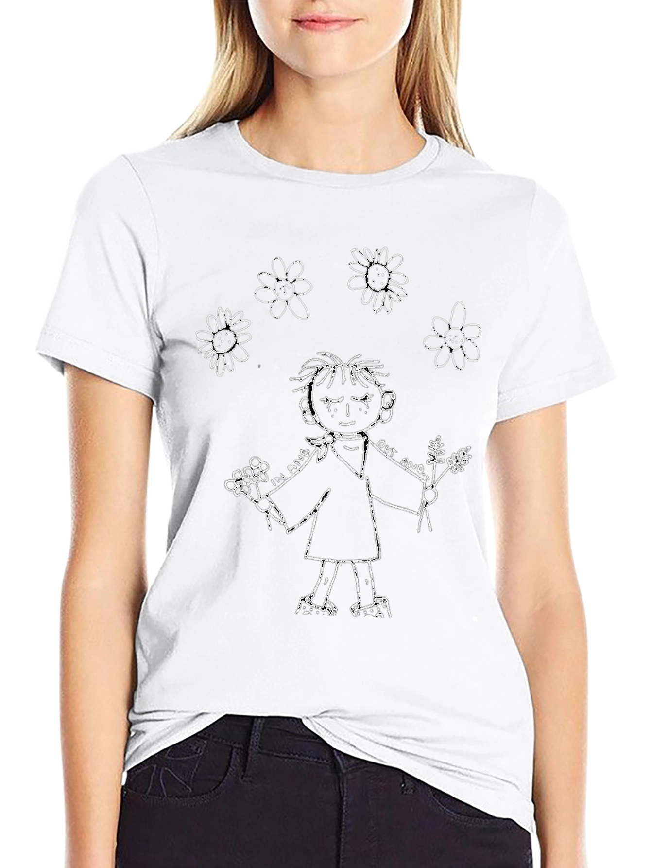 Doodle Kid Graphic Tee - Black Cotton Casual Shirt