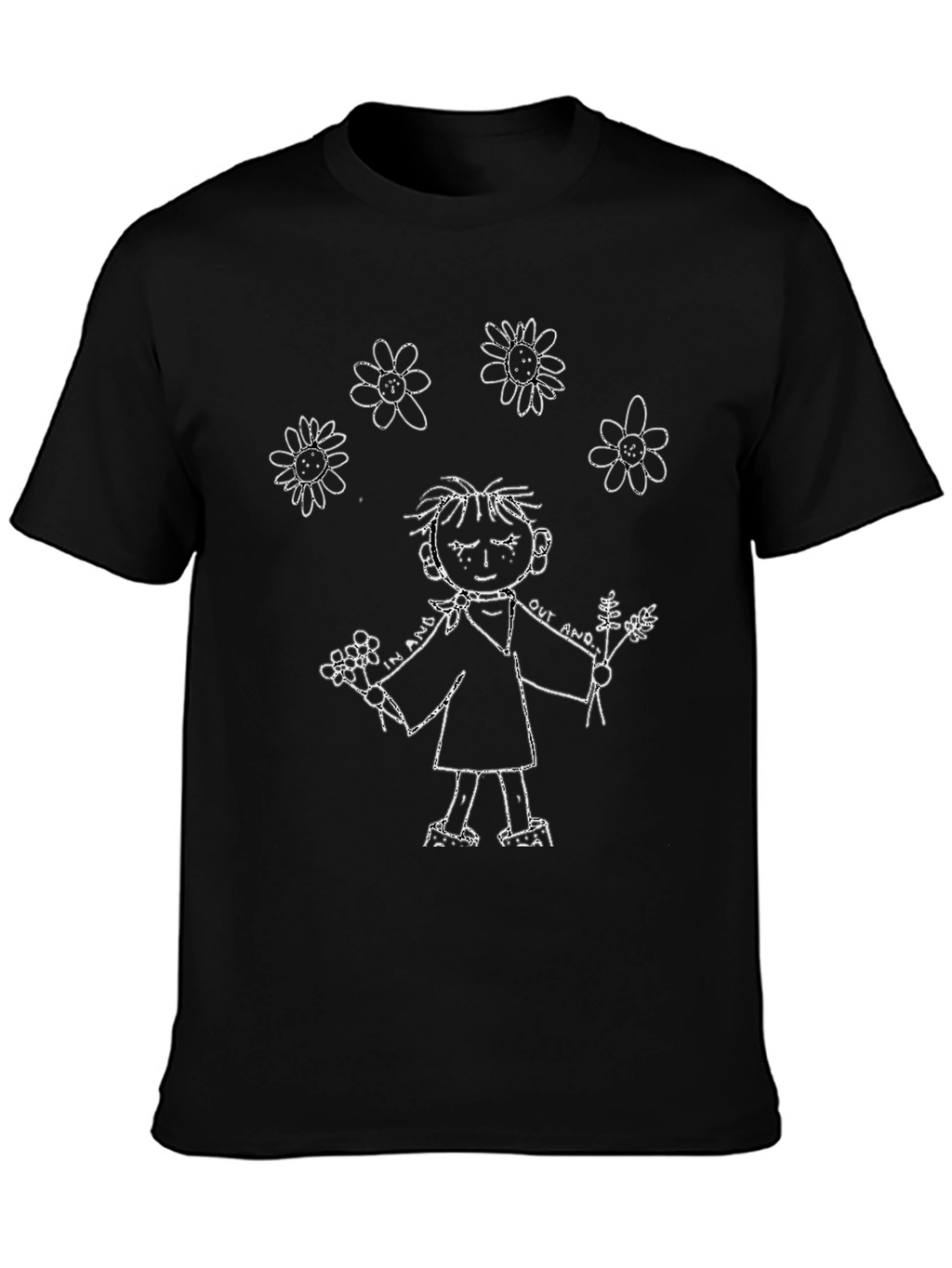 Doodle Kid Graphic Tee - Black Cotton Casual Shirt