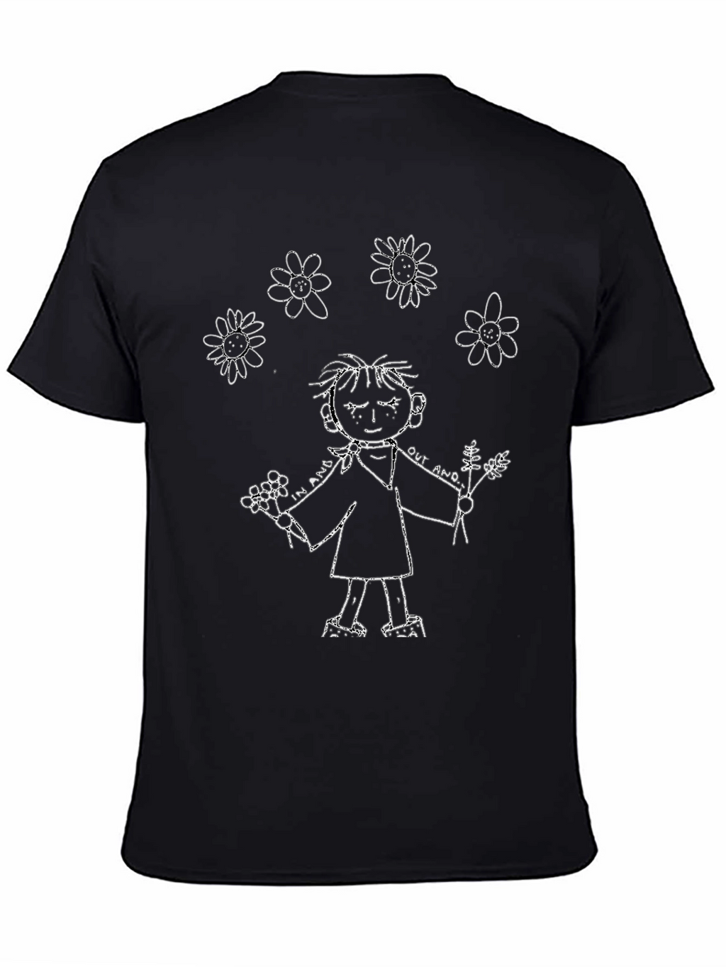 Doodle Kid Graphic Tee - Black Cotton Casual Shirt