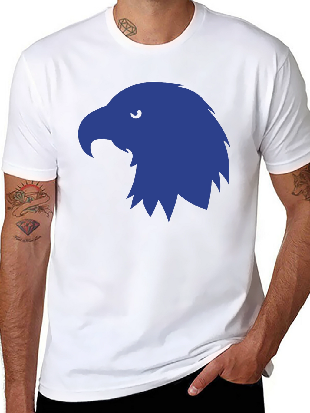 Mens Black T-Shirt with Blue Eagle Graphic