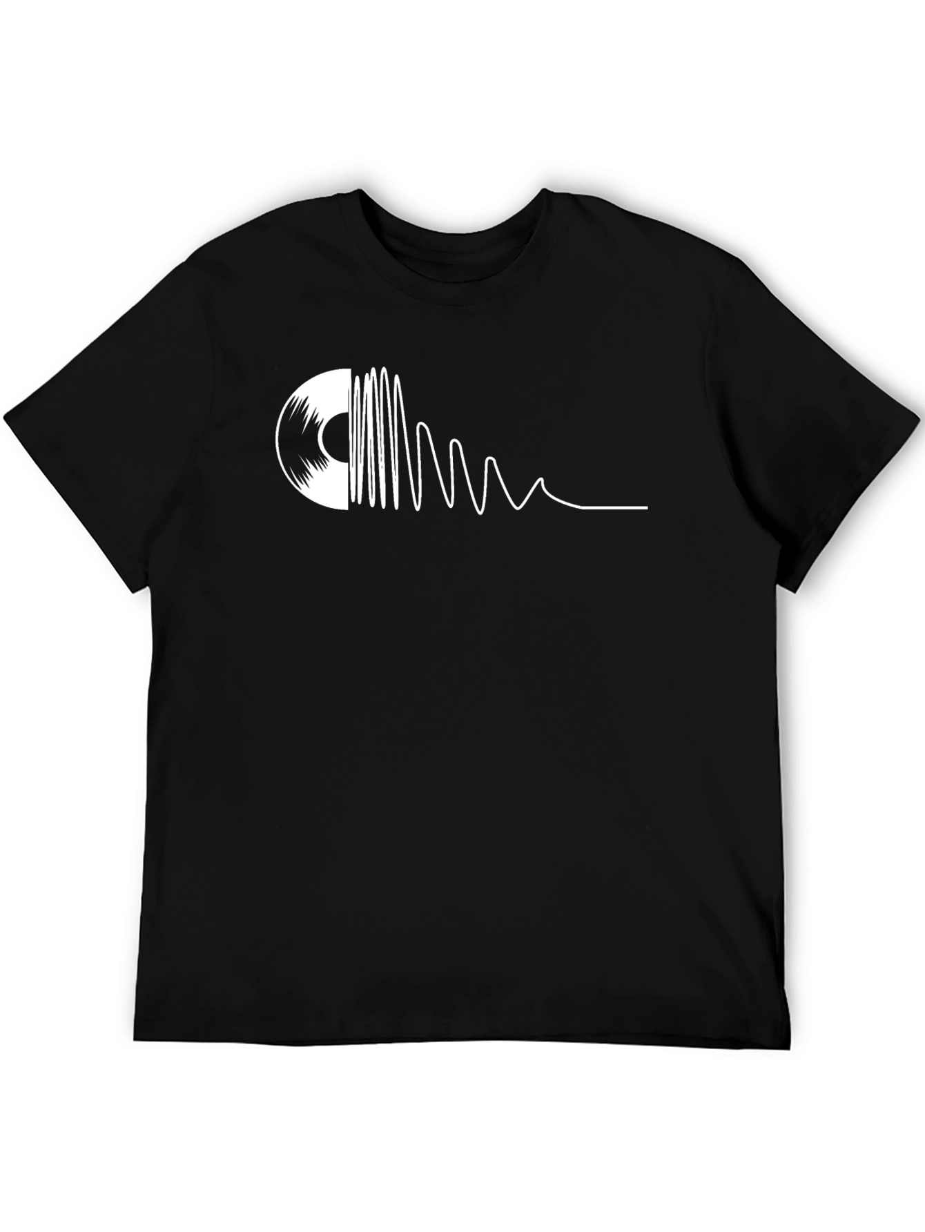 Vinyl Record Wave Graphic T-Shirt - Black