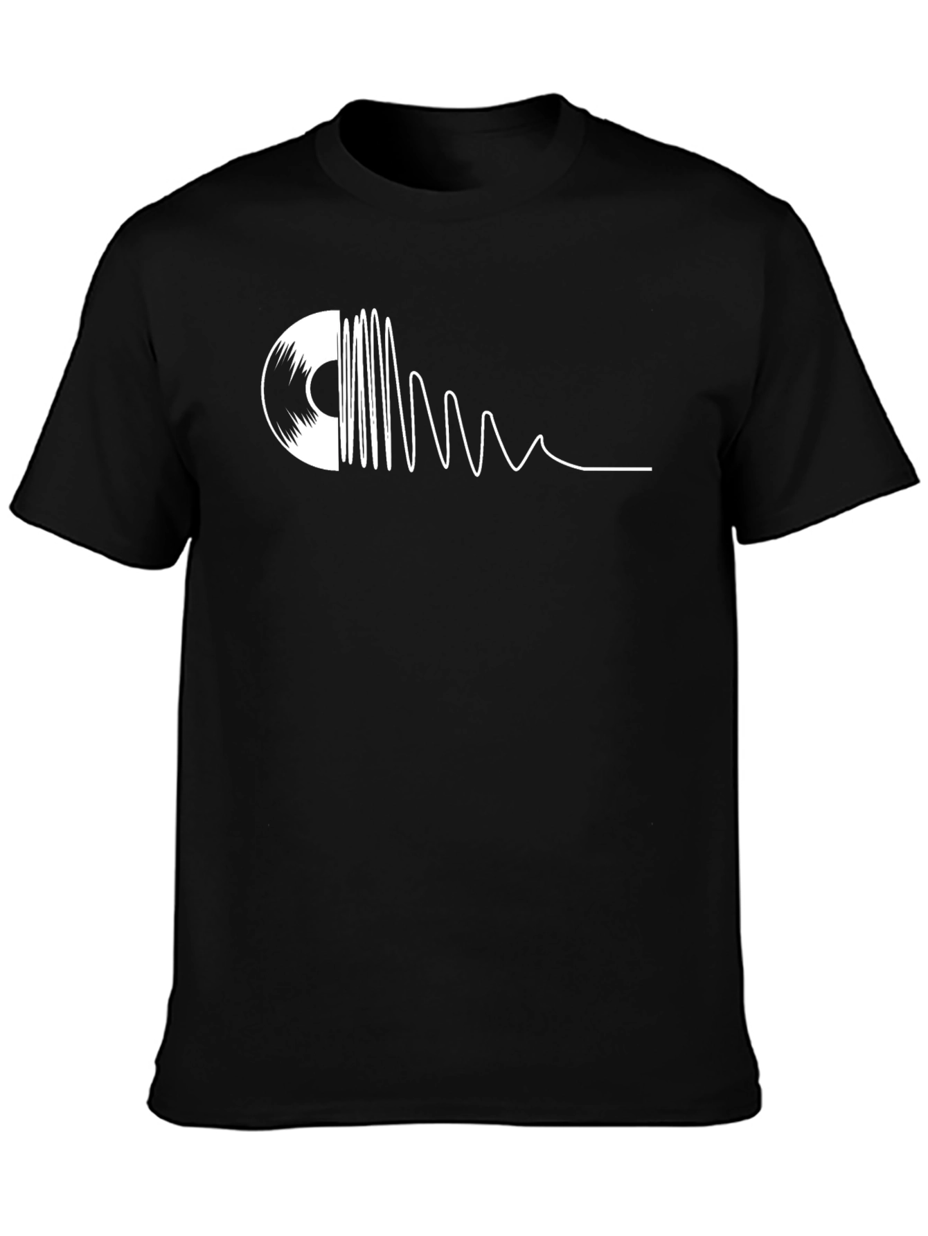 Vinyl Record Wave Graphic T-Shirt - Black