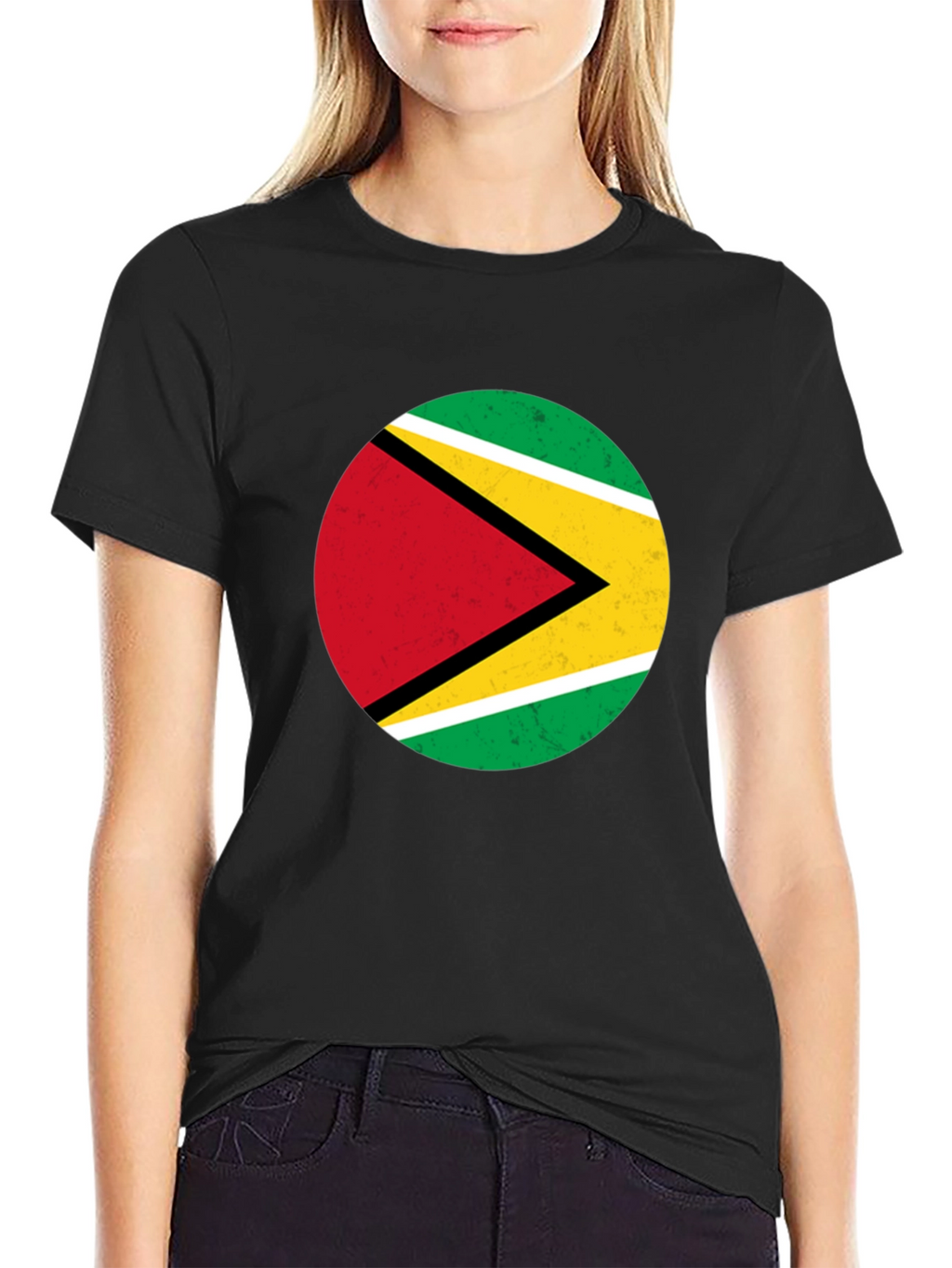 Guyana Flag Graphic Black T-Shirt
