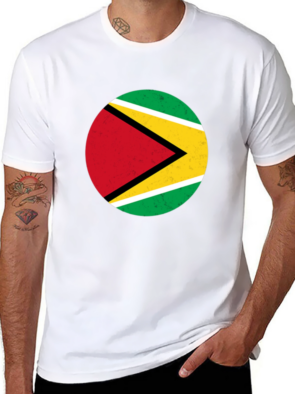 Guyana Flag Graphic Black T-Shirt