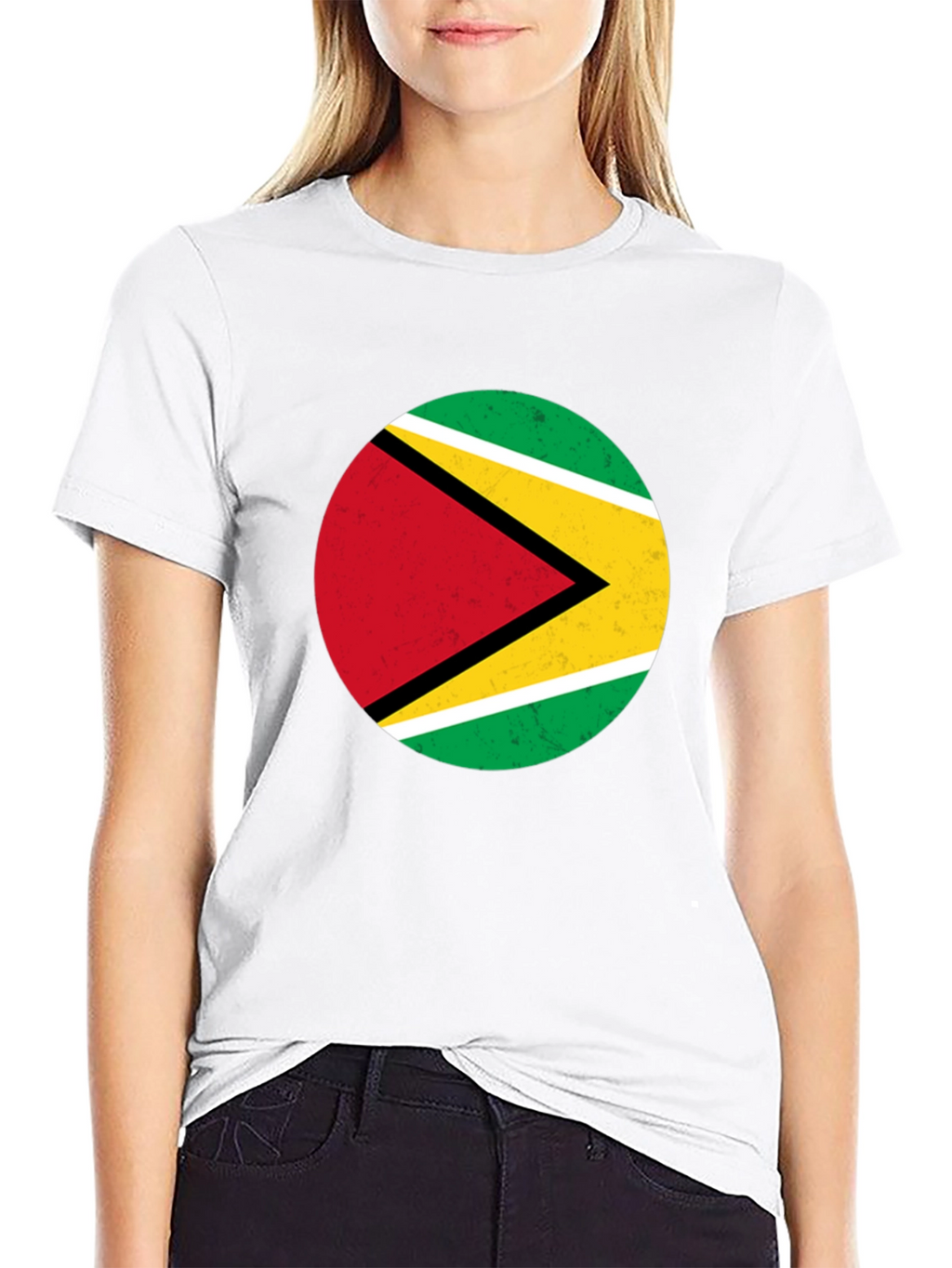 Guyana Flag Graphic Black T-Shirt