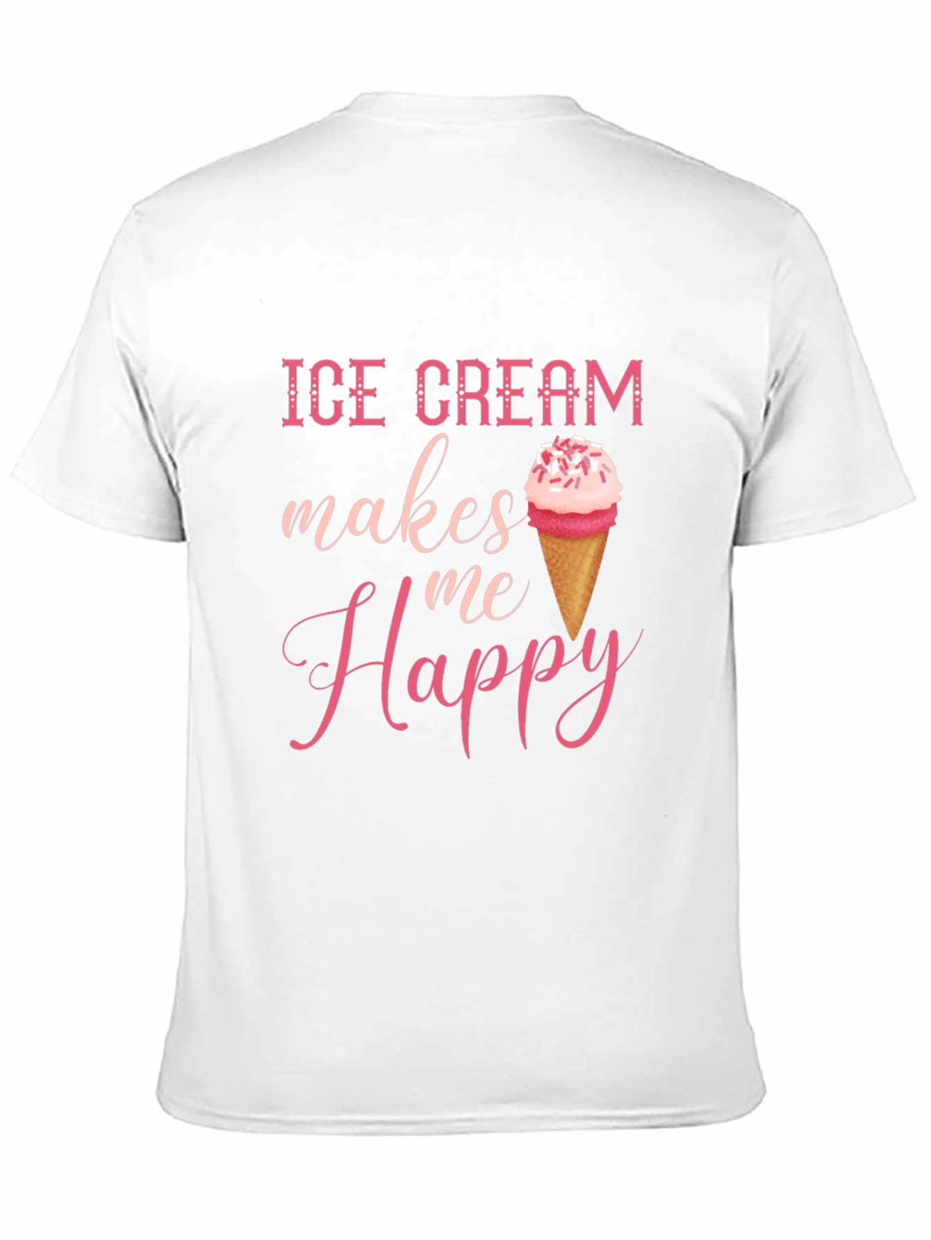 Ice Cream Makes Me Happy Graphic Tee - Black