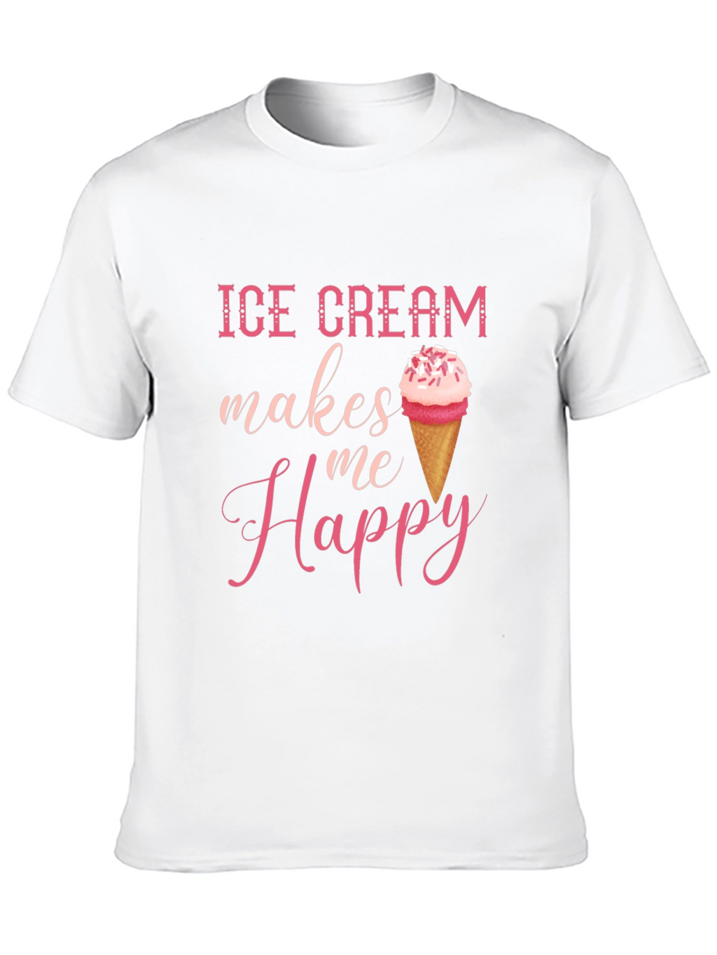 Ice Cream Makes Me Happy Graphic Tee - Black