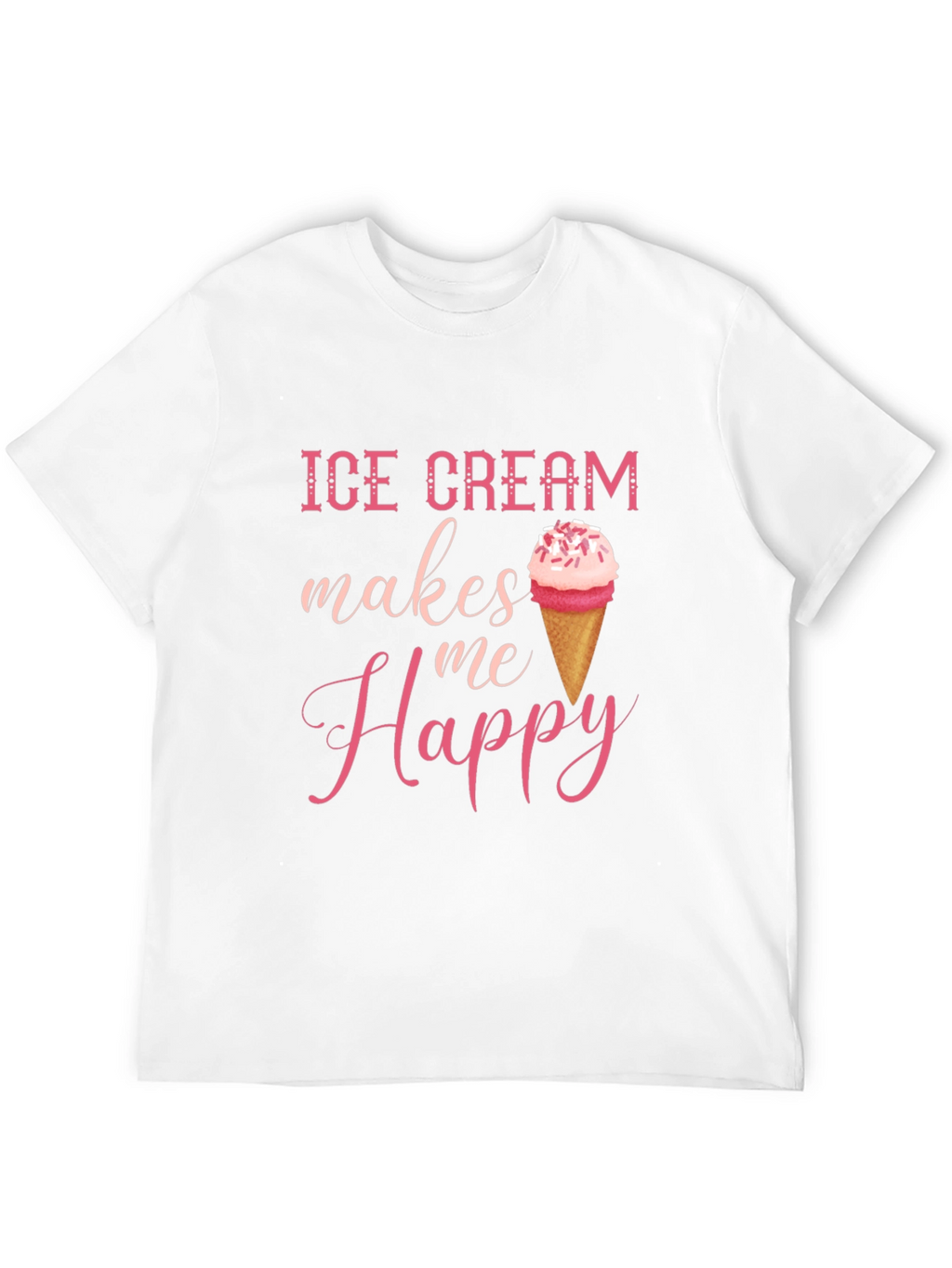 Ice Cream Makes Me Happy Graphic Tee - Black