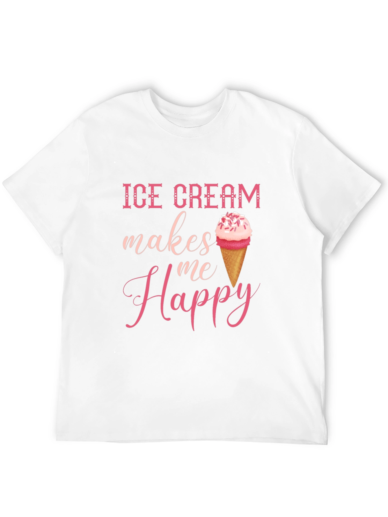 Ice Cream Makes Me Happy Graphic Tee - Black
