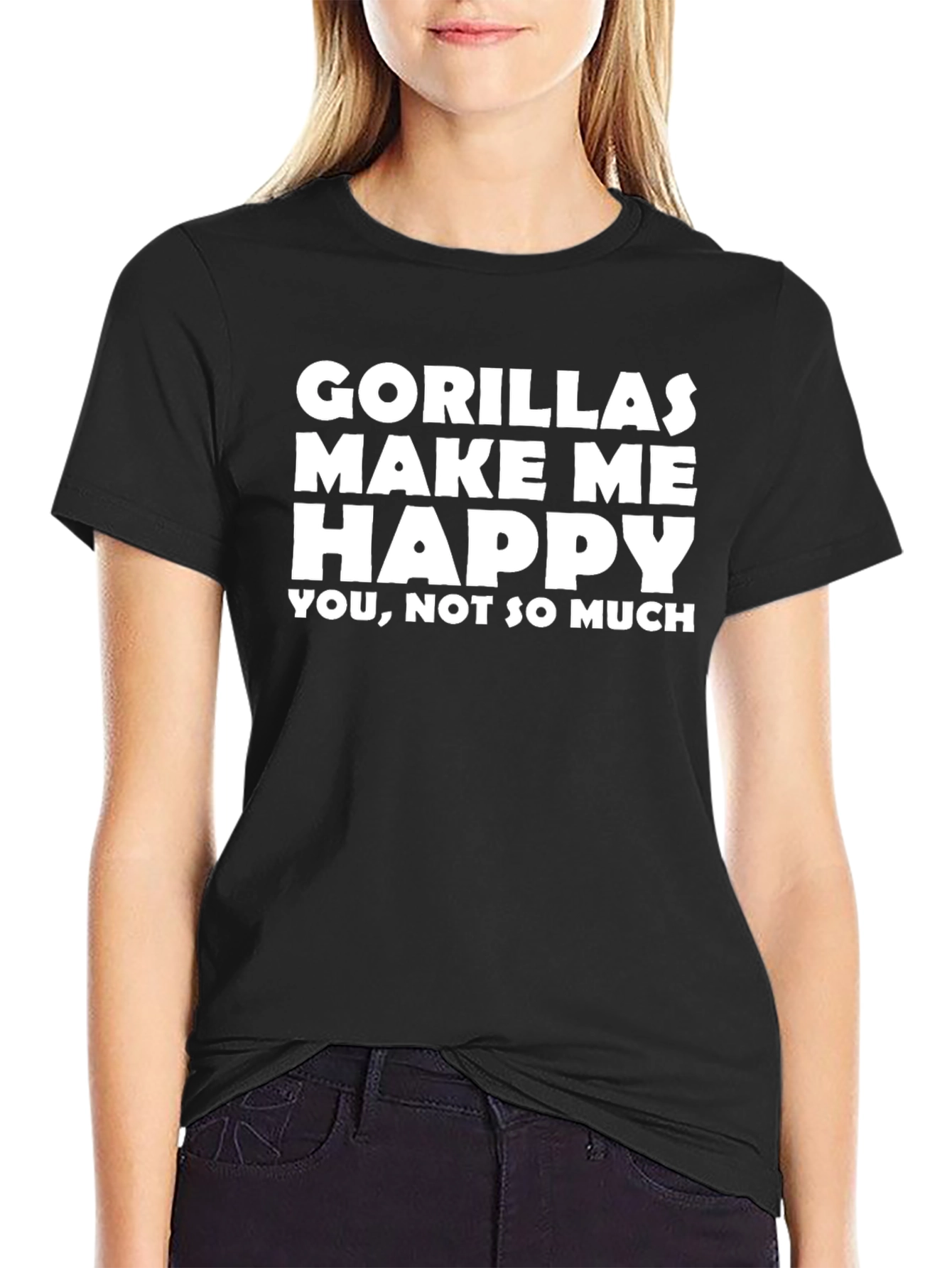 Gorillas Make Me Happy Graphic Tee - Black T-Shirt