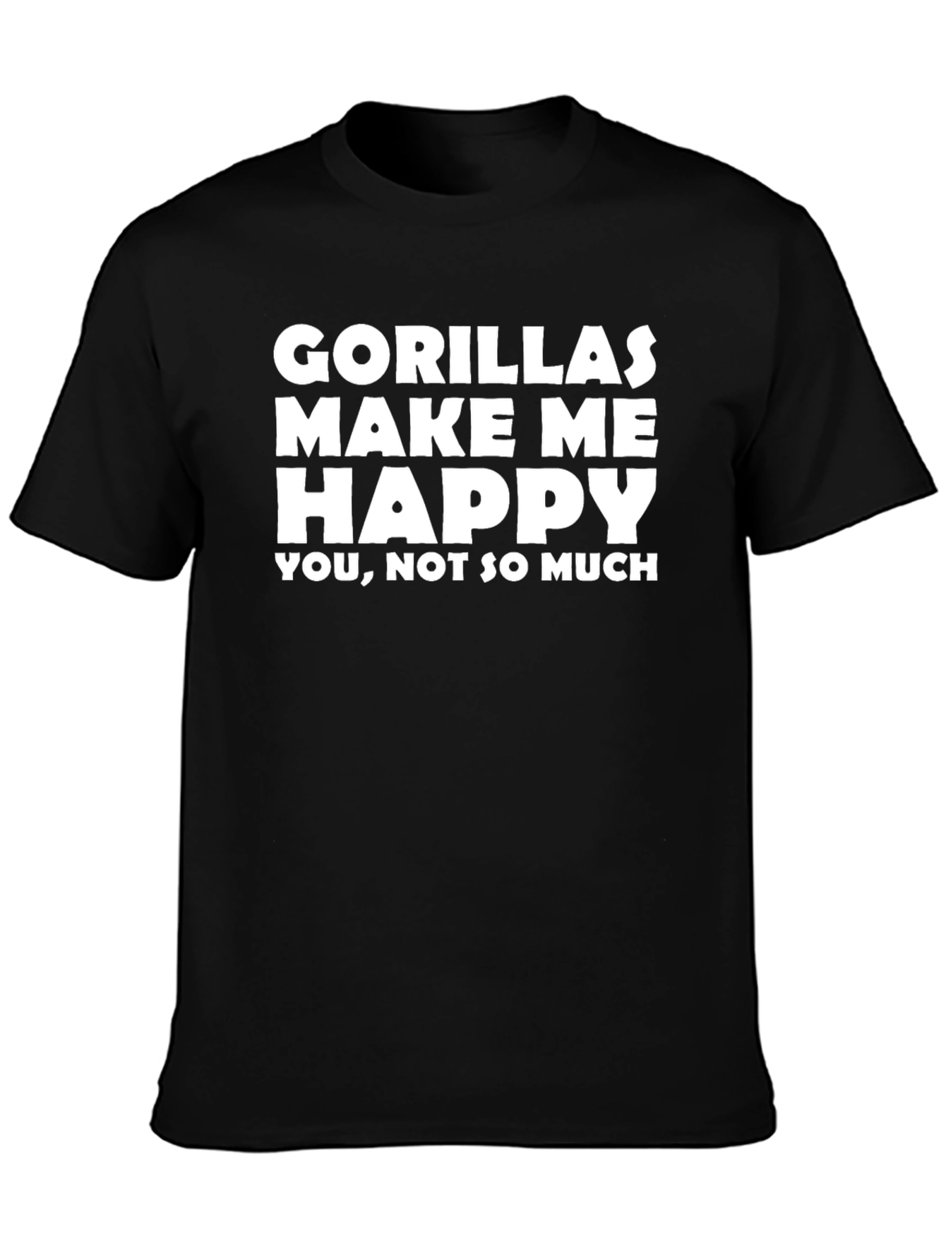 Gorillas Make Me Happy Graphic Tee - Black T-Shirt