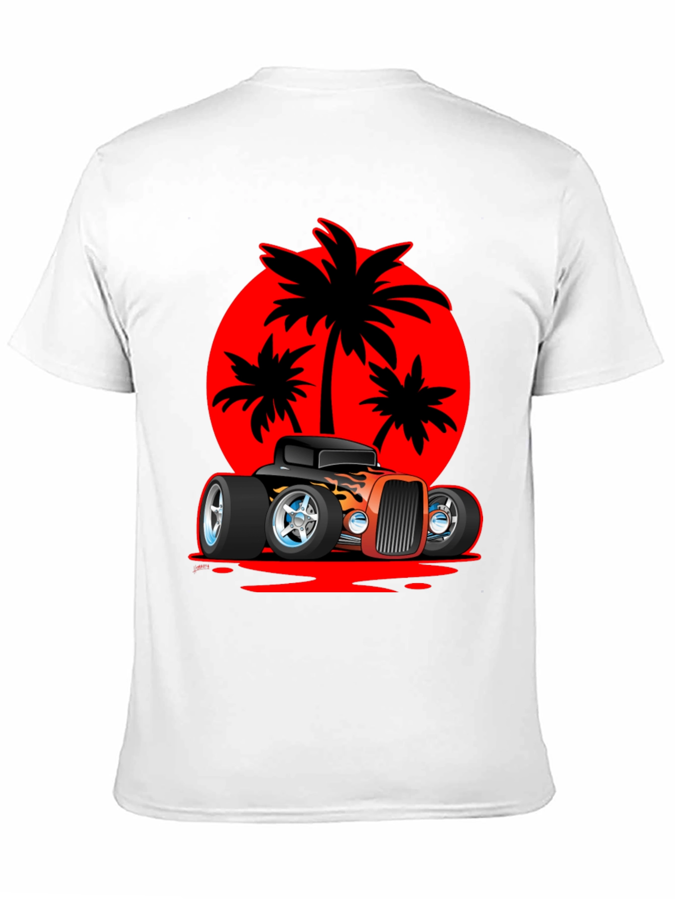 Hot Rod Car & Palm Tree Graphic Tee