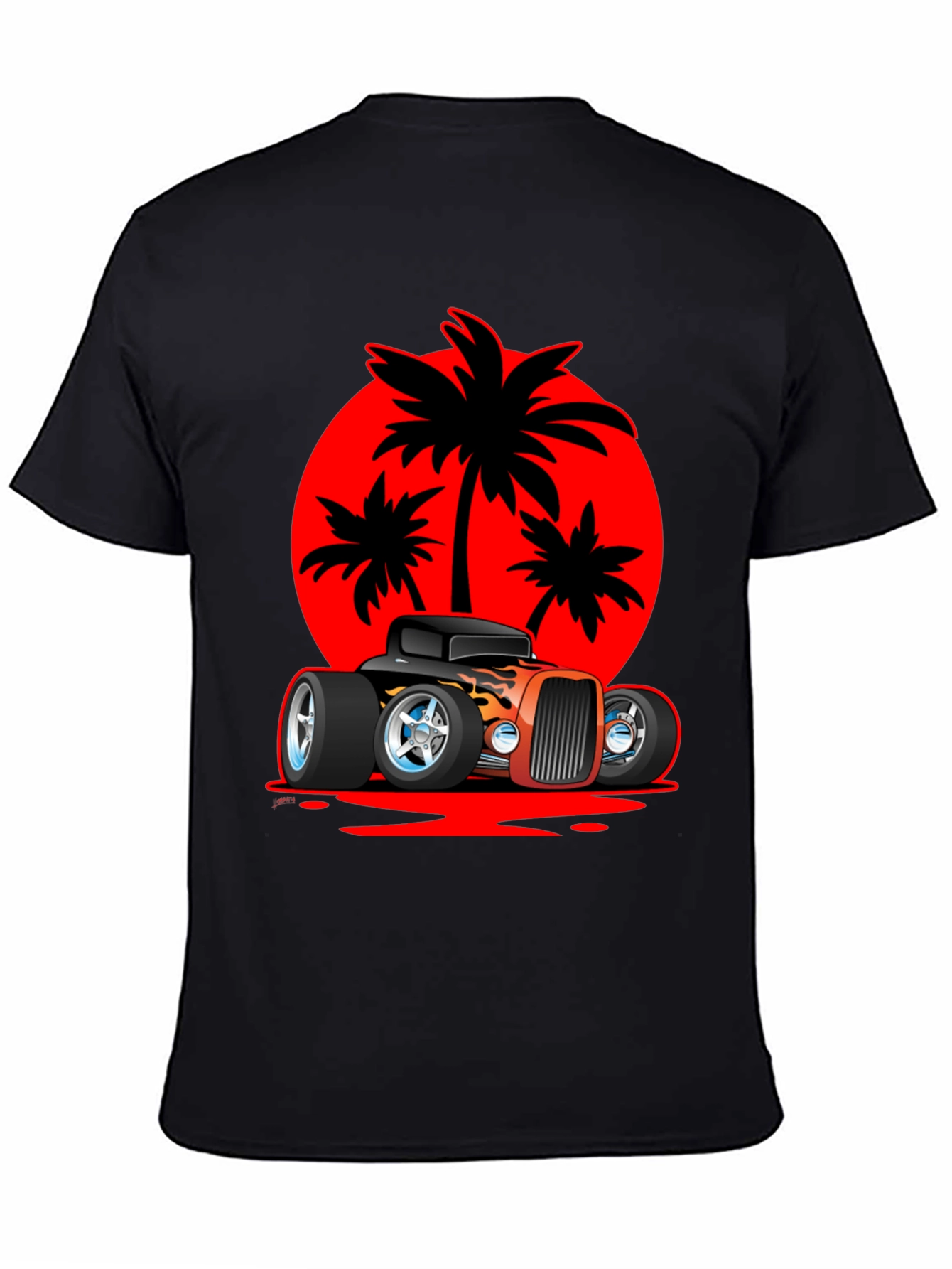 Hot Rod Car & Palm Tree Graphic Tee