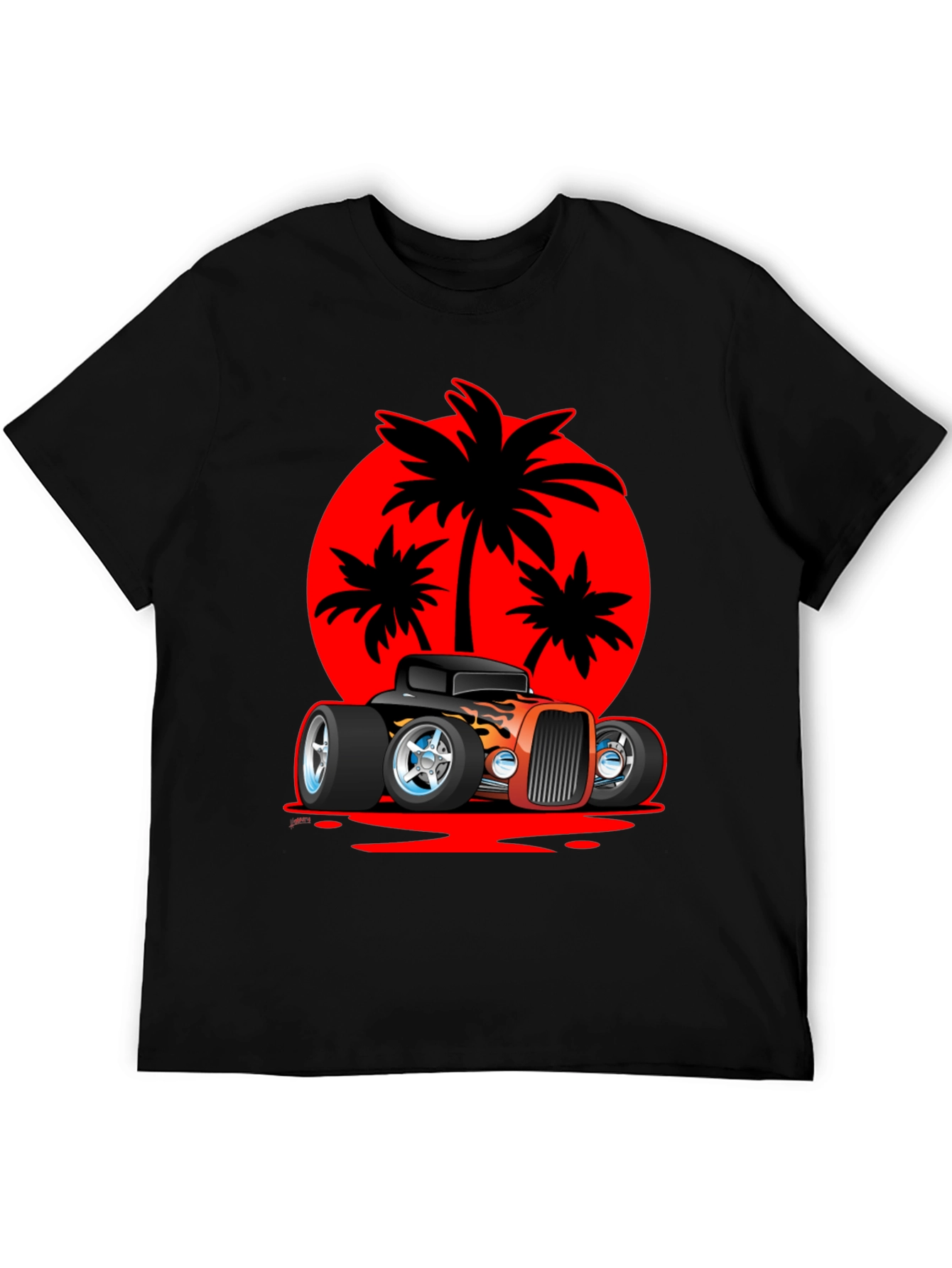 Hot Rod Car & Palm Tree Graphic Tee