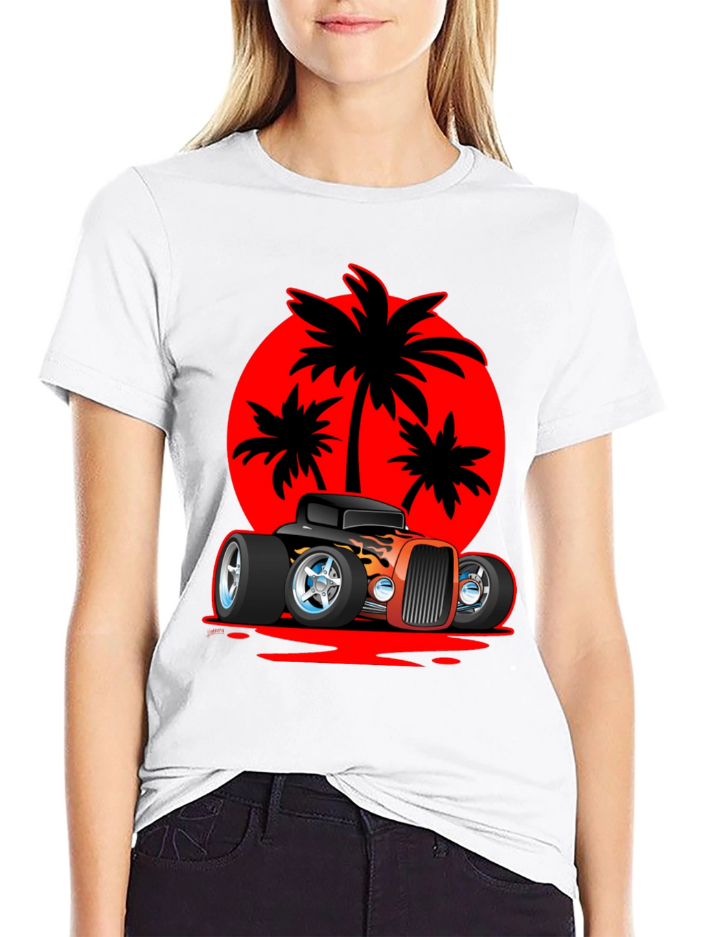 Hot Rod Car & Palm Tree Graphic Tee