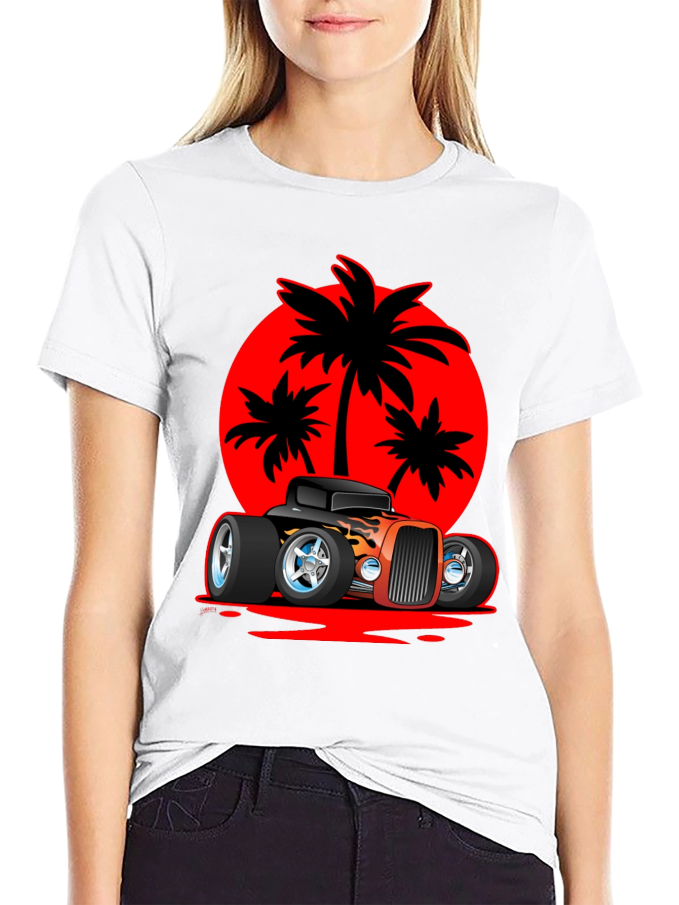 Hot Rod Car & Palm Tree Graphic Tee