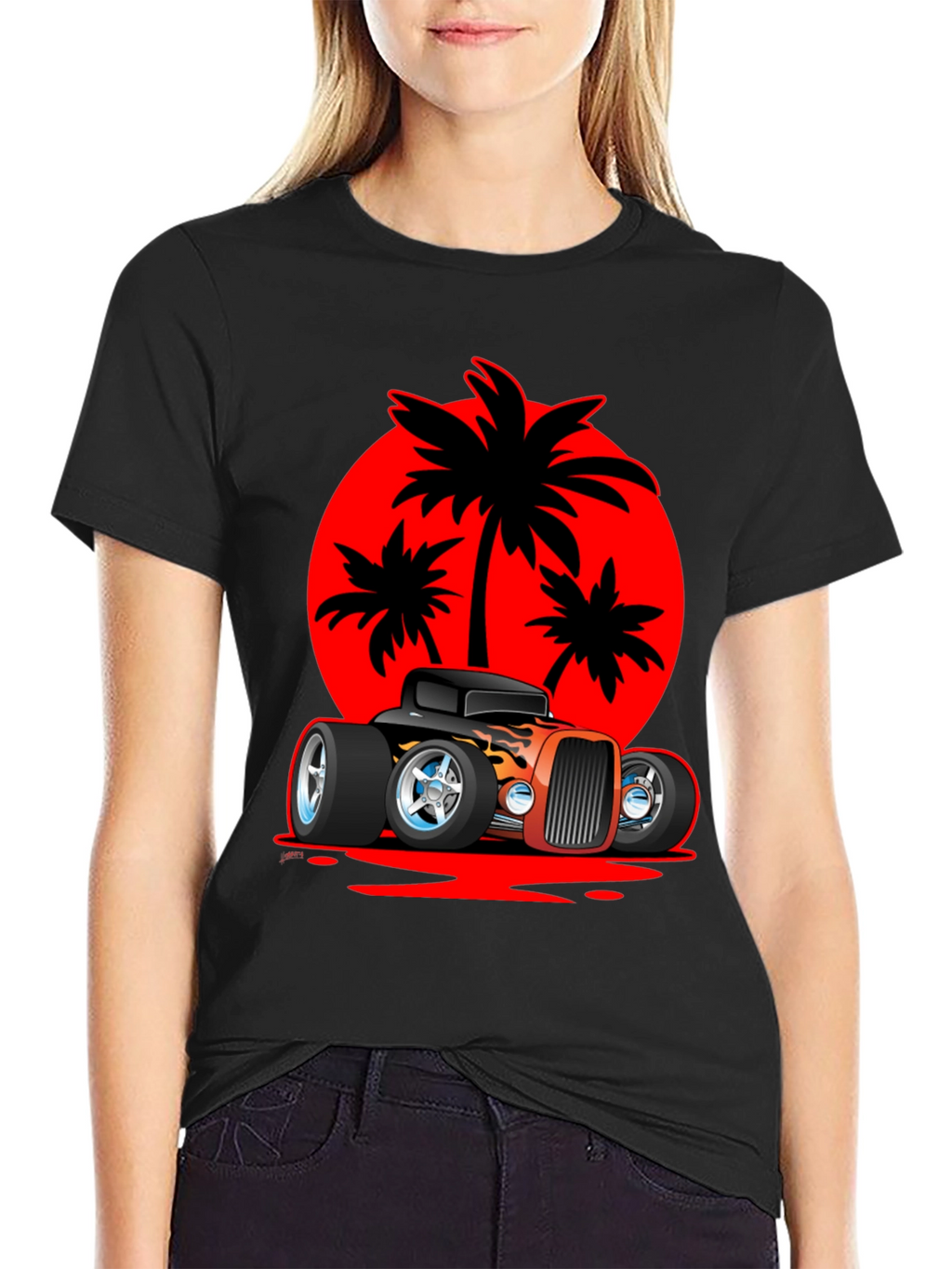Hot Rod Car & Palm Tree Graphic Tee