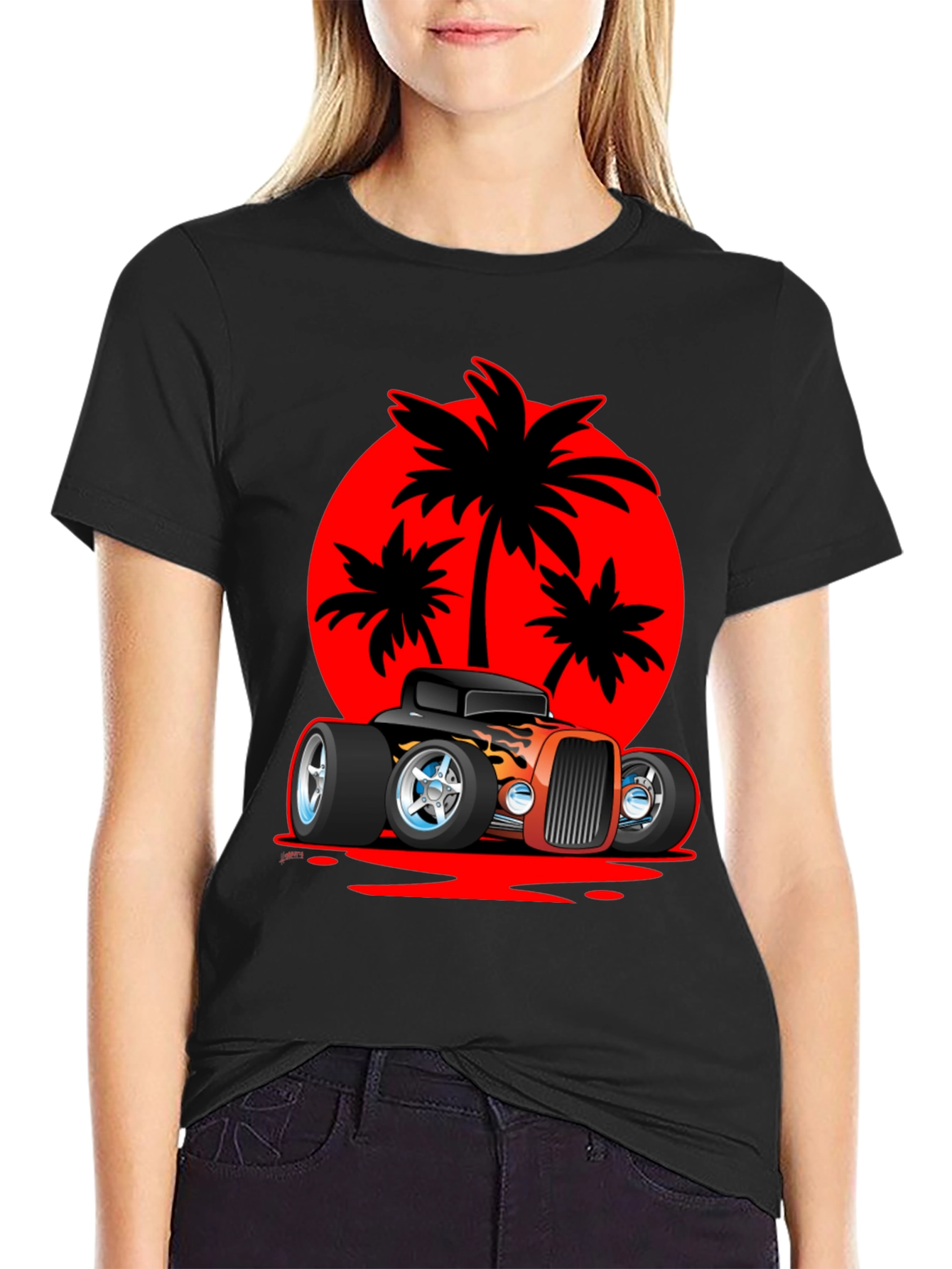 Hot Rod Car & Palm Tree Graphic Tee