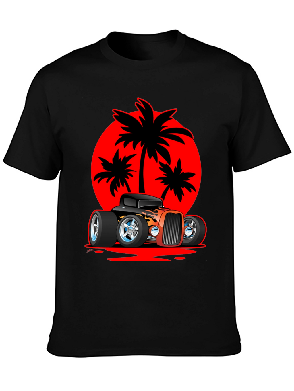 Hot Rod Car & Palm Tree Graphic Tee