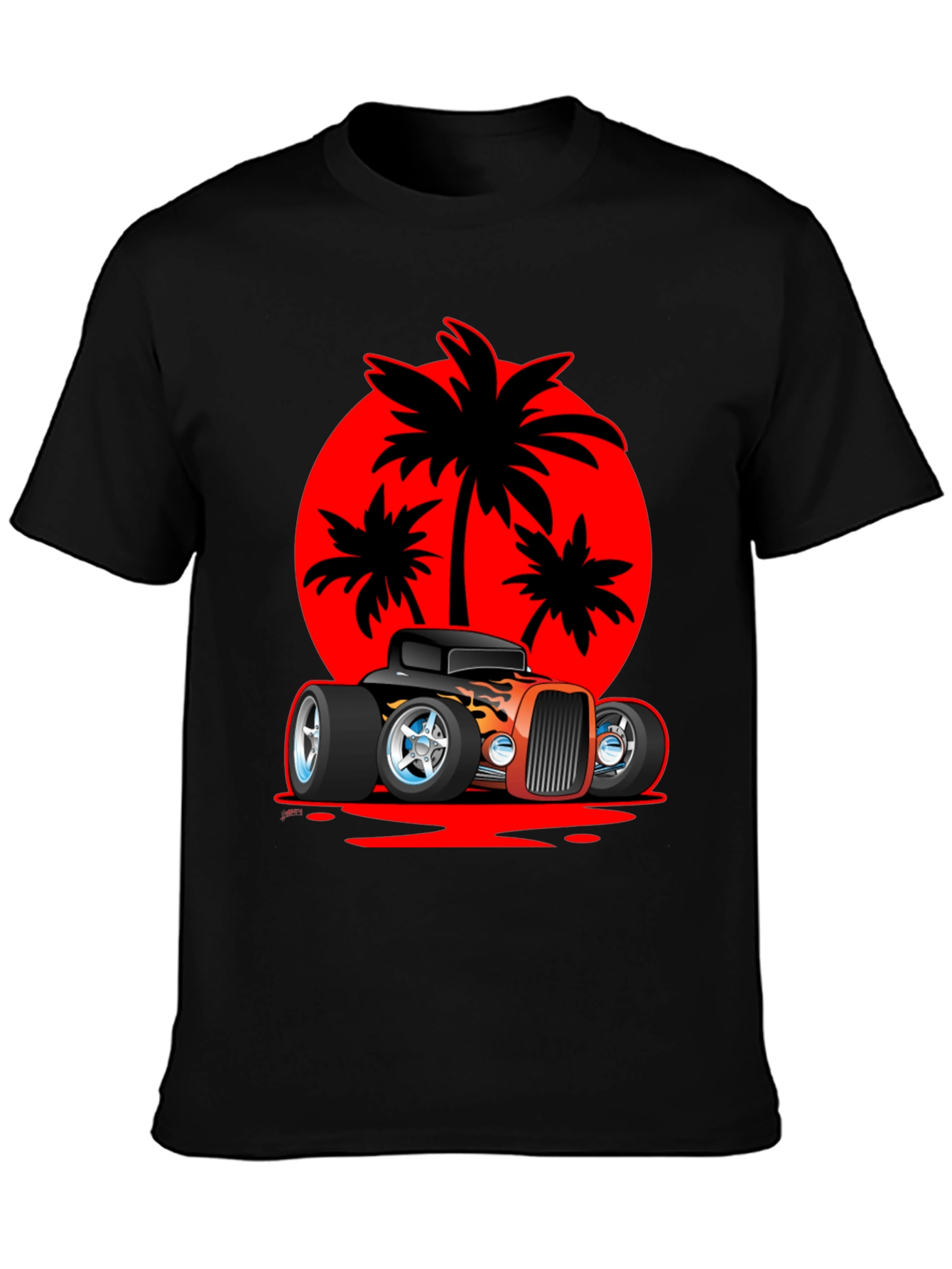 Hot Rod Car & Palm Tree Graphic Tee
