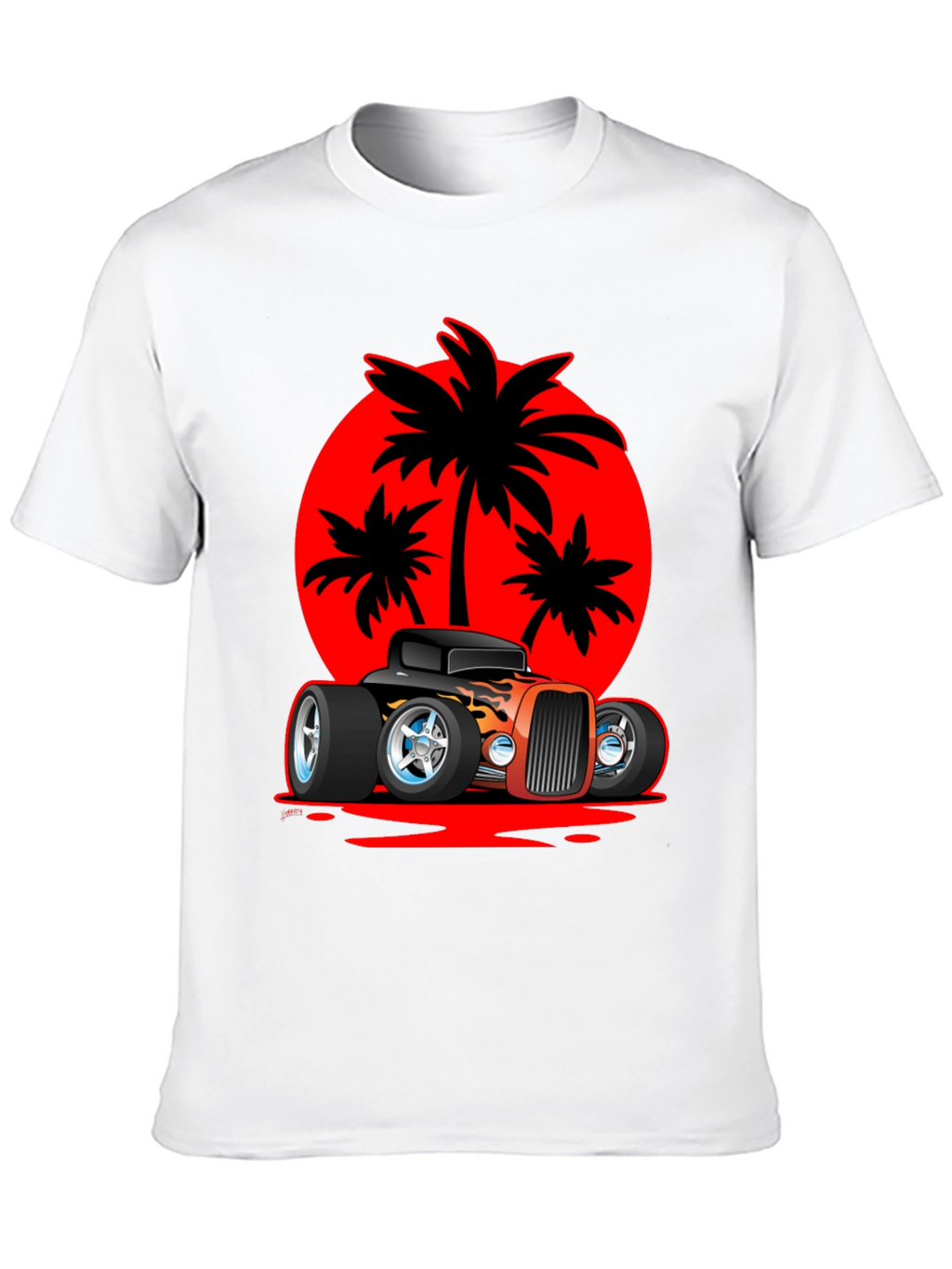 Hot Rod Car & Palm Tree Graphic Tee