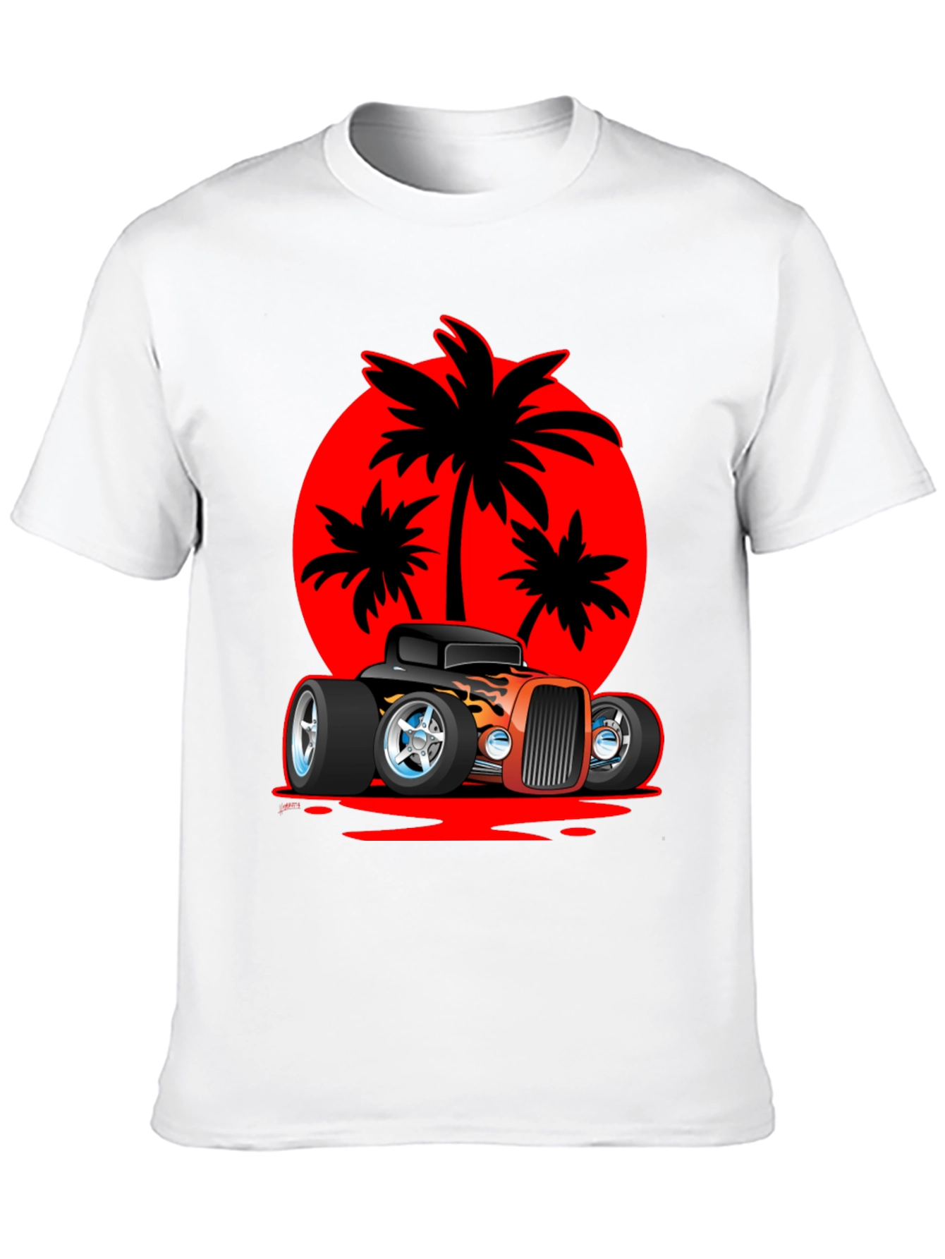 Hot Rod Car & Palm Tree Graphic Tee