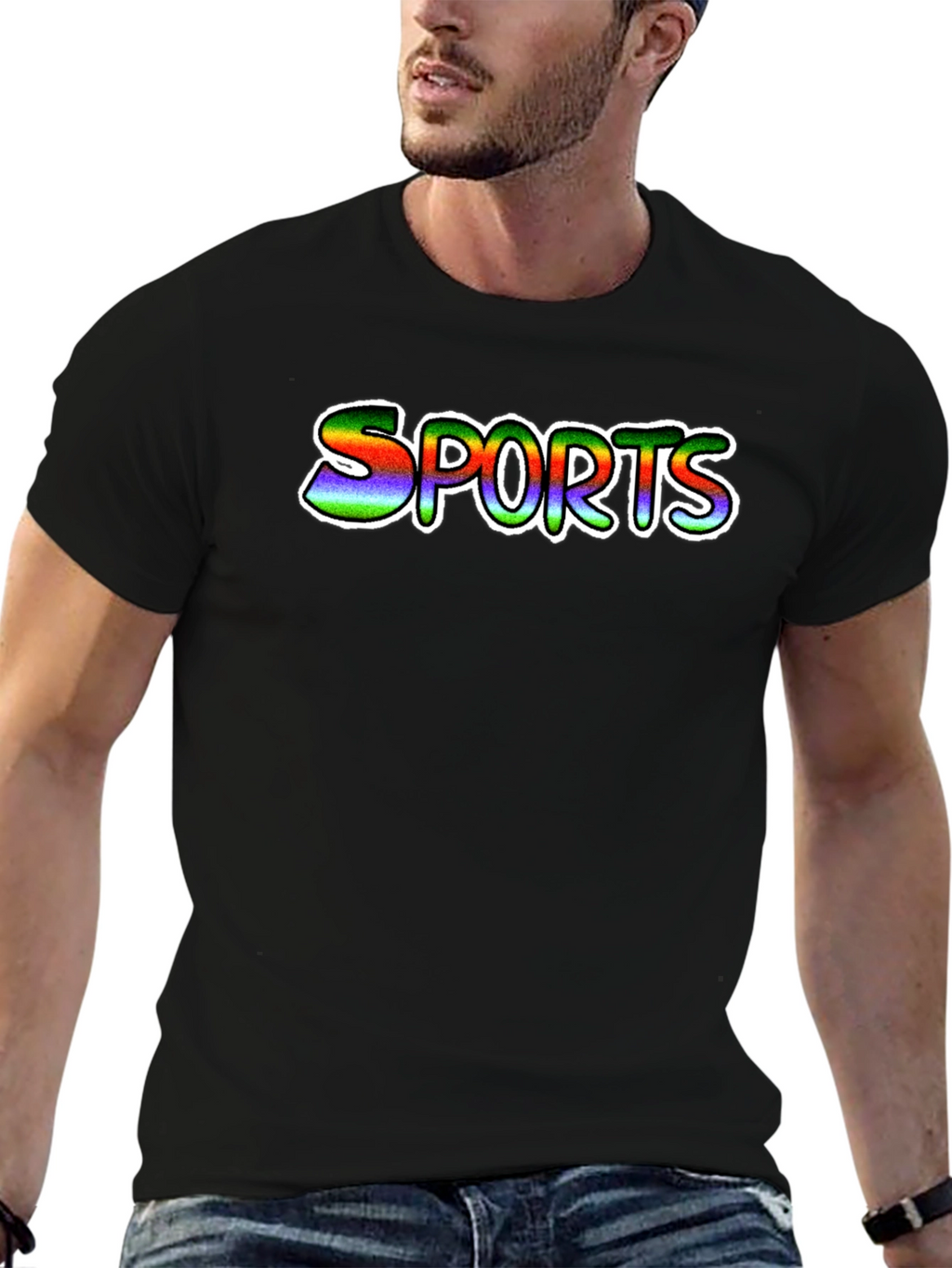 Mens Black Sports Graphic T-Shirt
