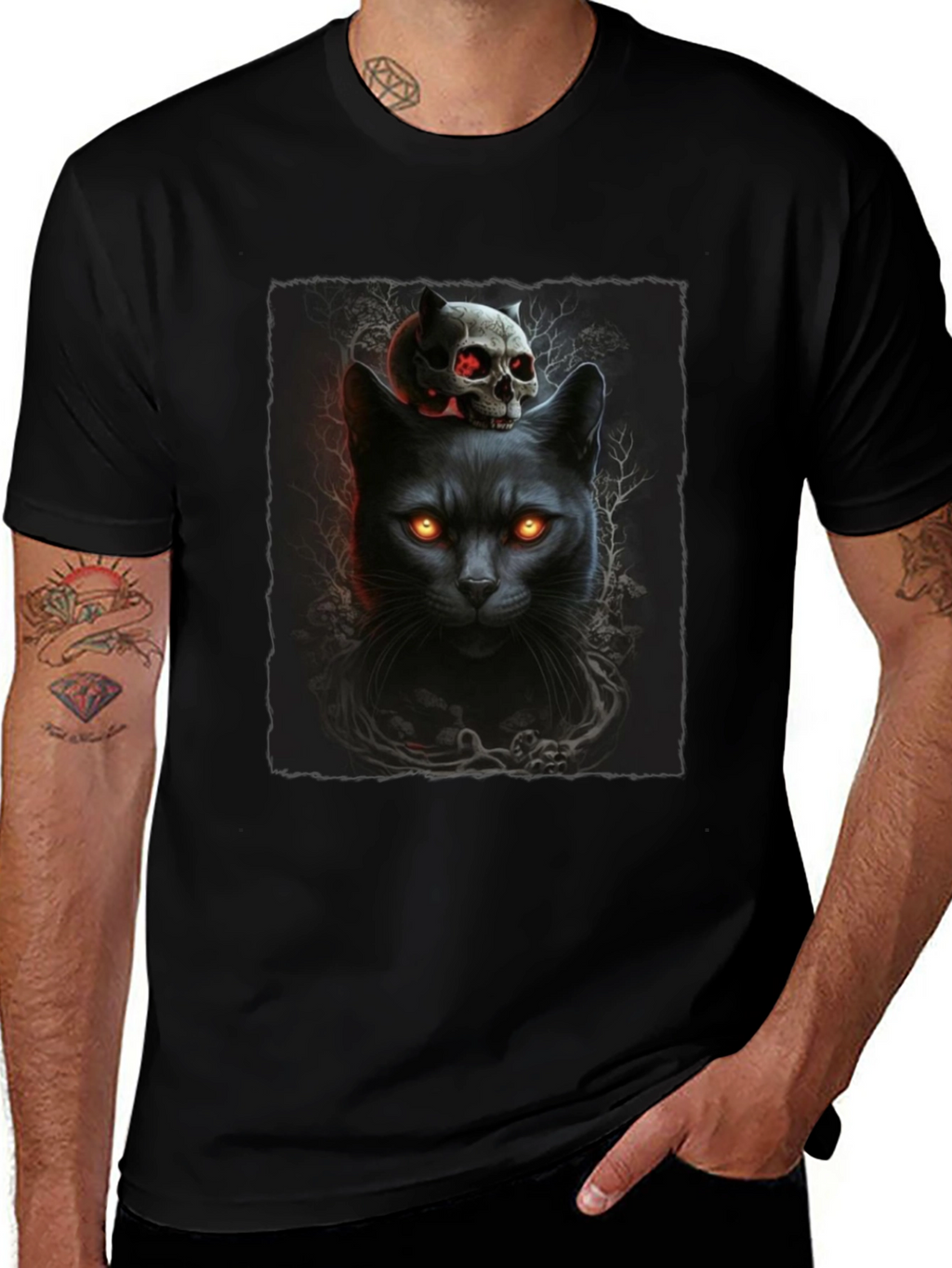 Black Cat & Skull T-Shirt