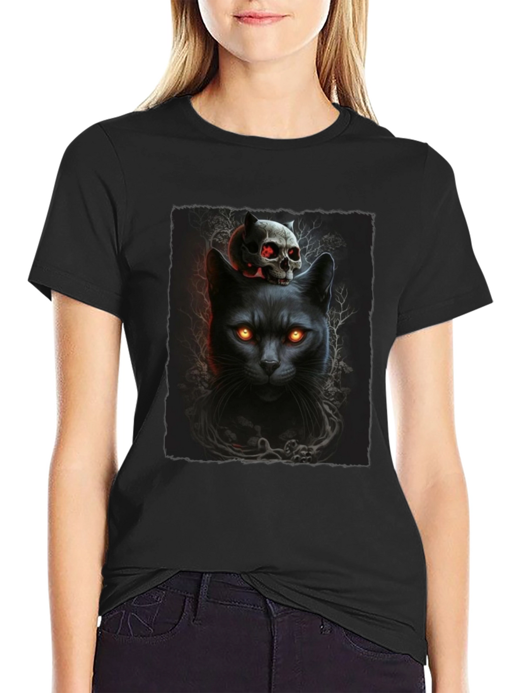 Black Cat & Skull T-Shirt