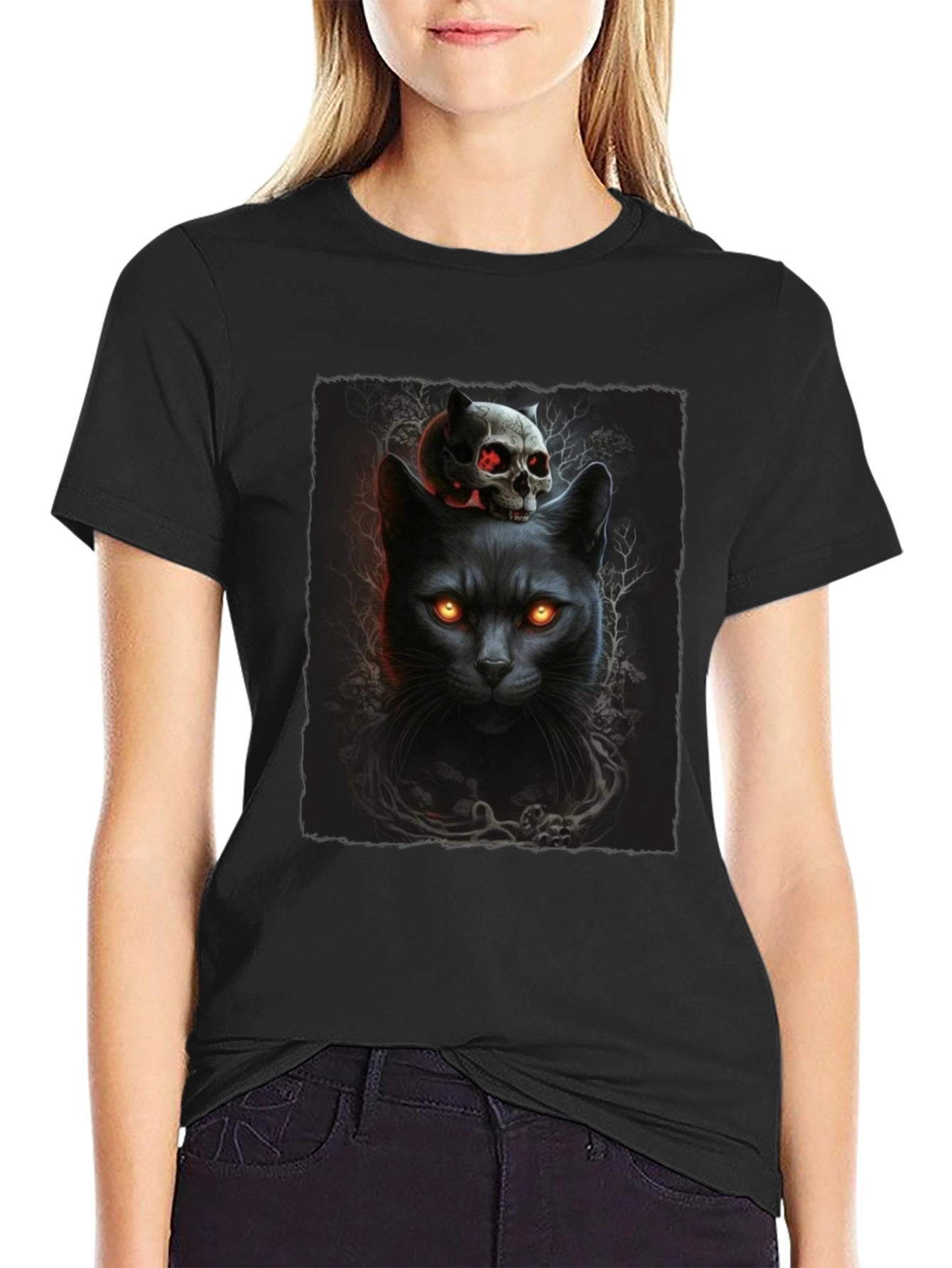 Black Cat & Skull T-Shirt