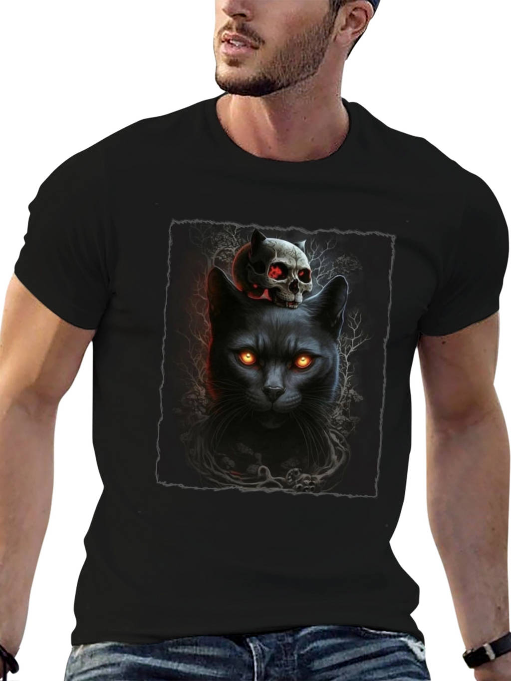 Black Cat & Skull T-Shirt
