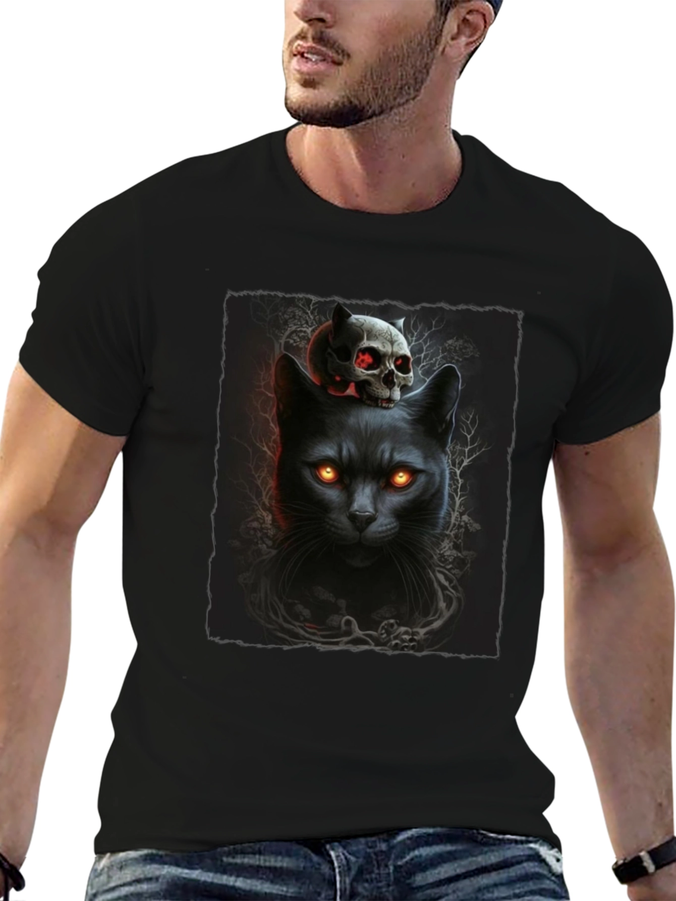 Black Cat & Skull T-Shirt