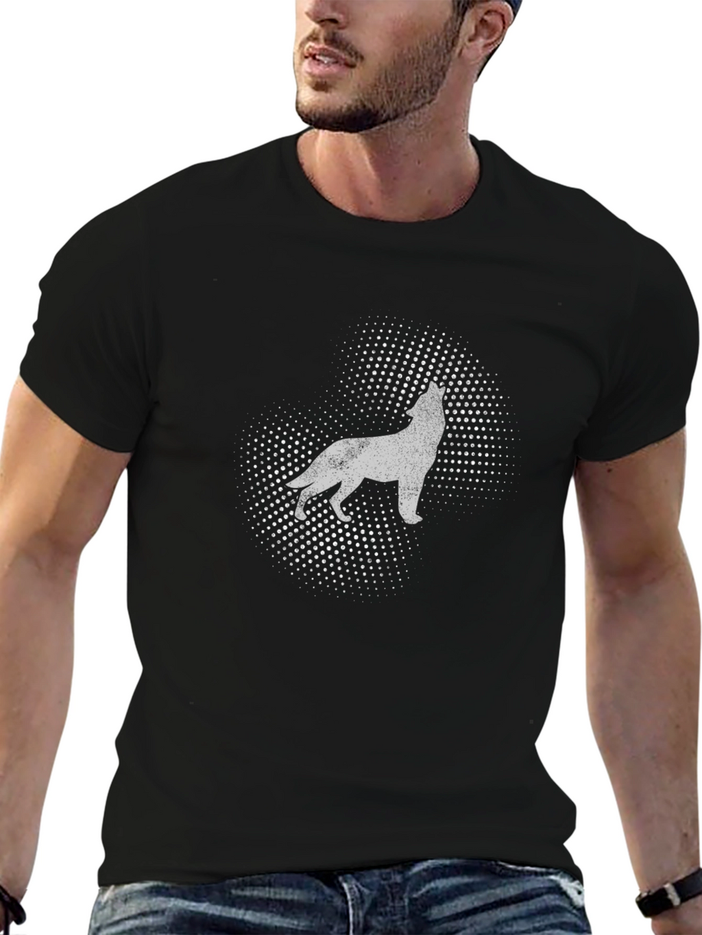 Wolf Silhouette Graphic Tee - Black
