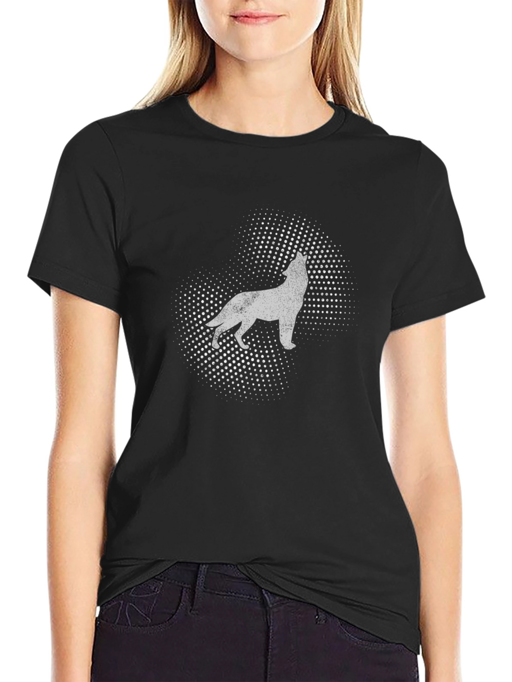 Wolf Silhouette Graphic Tee - Black