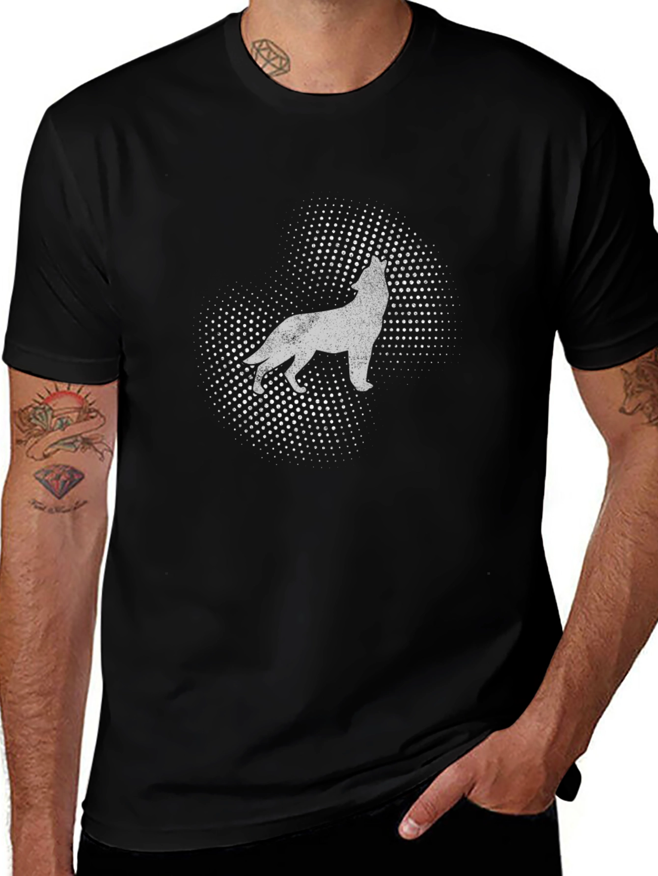 Wolf Silhouette Graphic Tee - Black