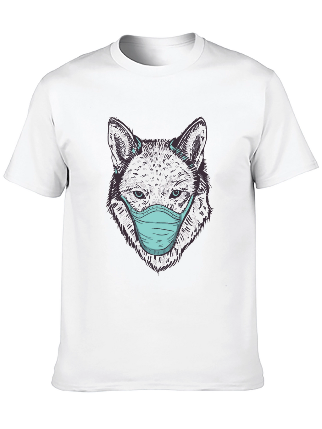 Wolf Face Mask Graphic Tee - Stylish & Protective