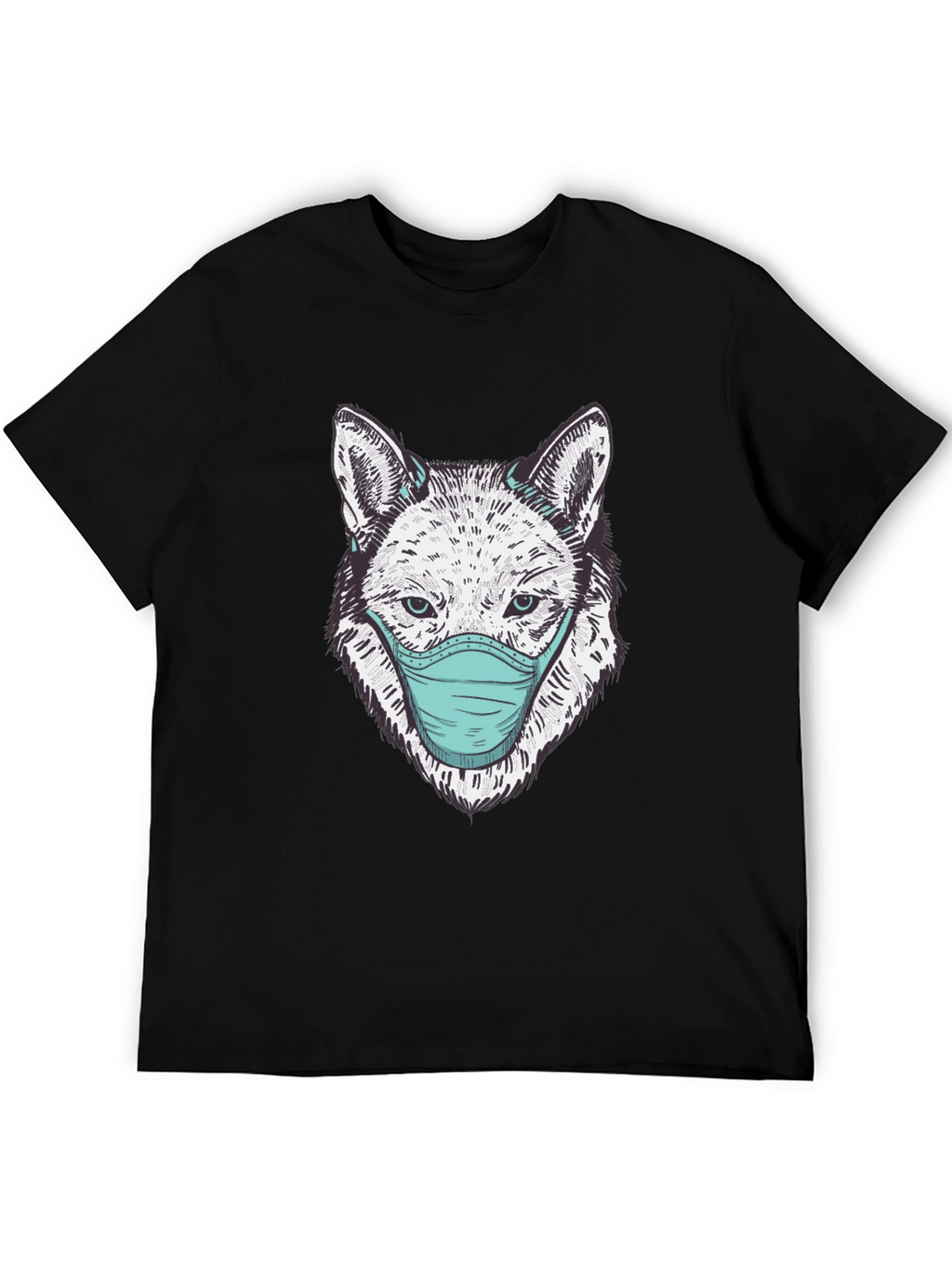 Wolf Face Mask Graphic Tee - Stylish & Protective