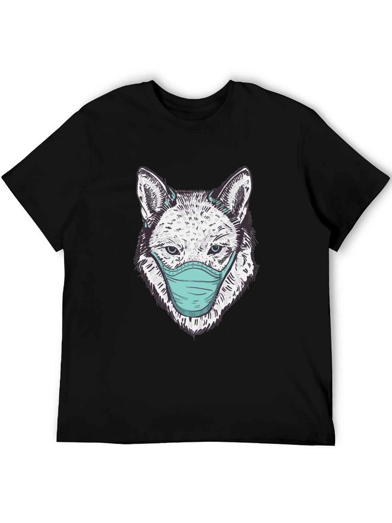 Wolf Face Mask Graphic Tee - Stylish & Protective