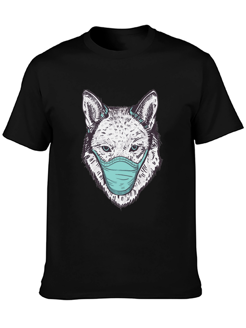 Wolf Face Mask Graphic Tee - Stylish & Protective
