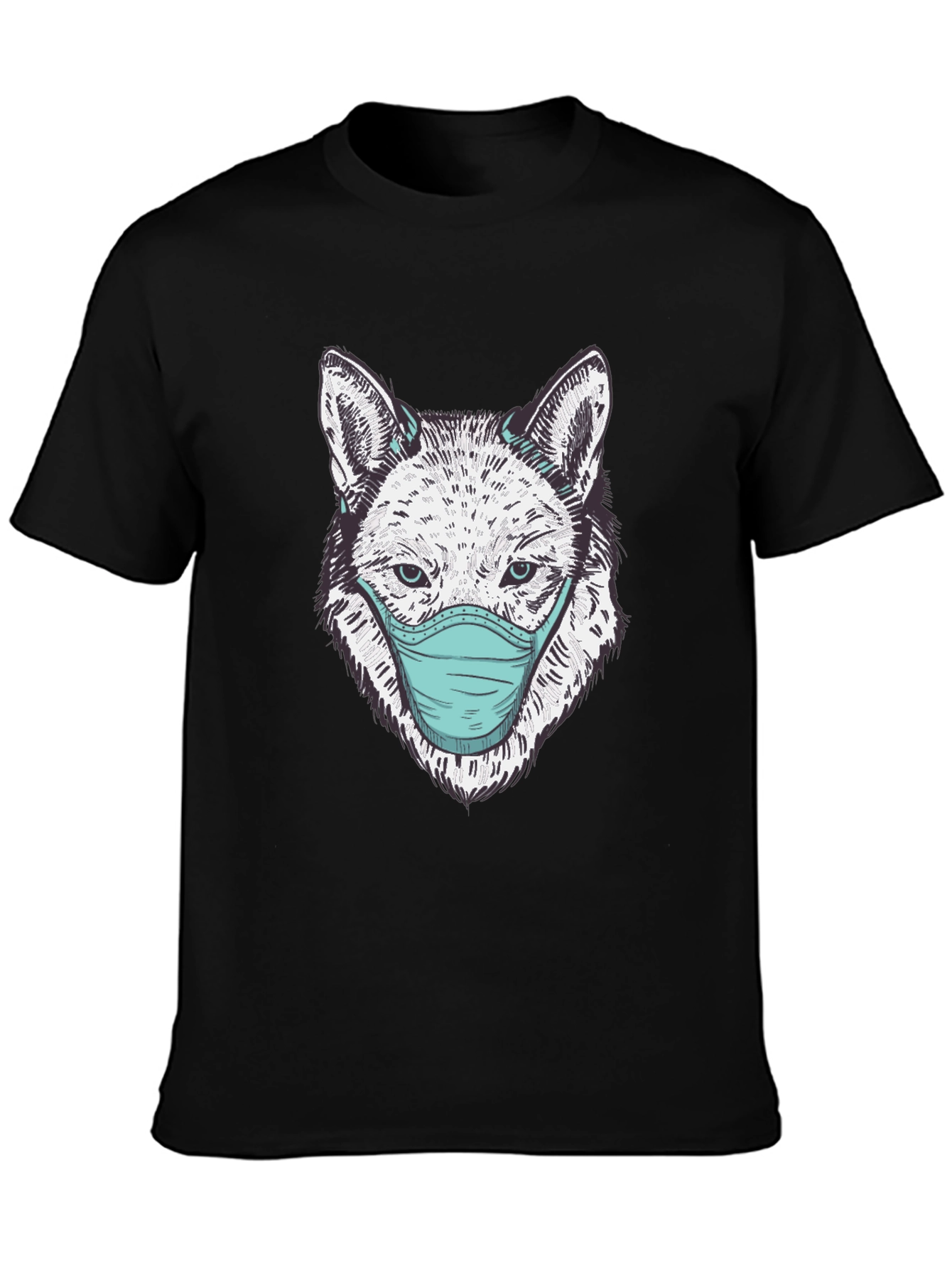 Wolf Face Mask Graphic Tee - Stylish & Protective