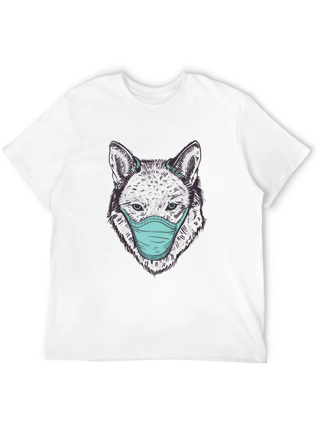 Wolf Face Mask Graphic Tee - Stylish & Protective