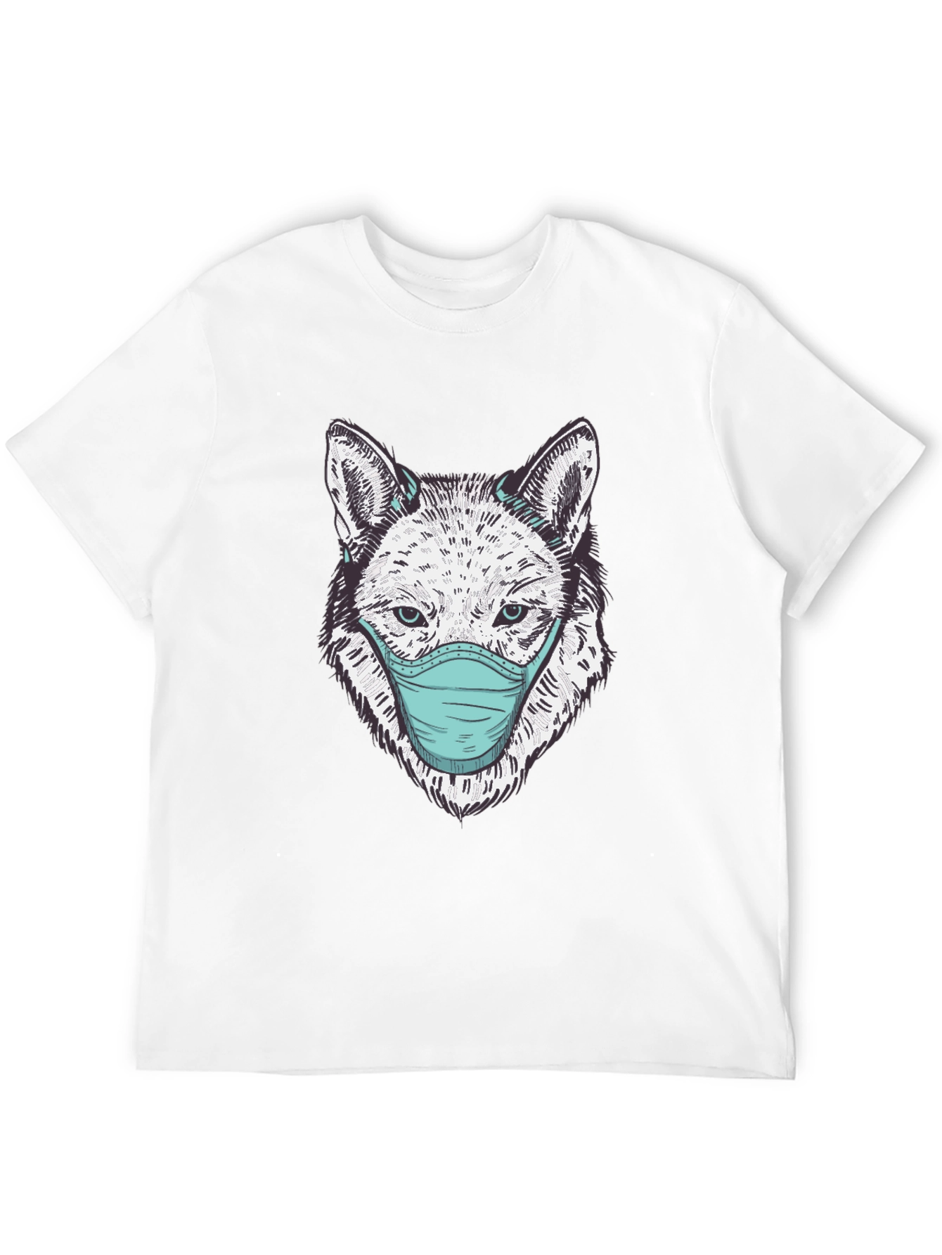 Wolf Face Mask Graphic Tee - Stylish & Protective