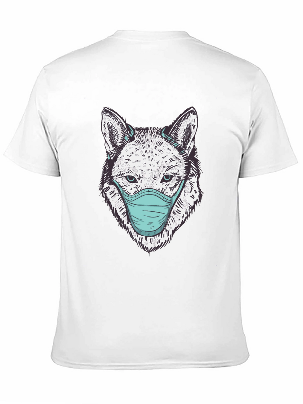 Wolf Face Mask Graphic Tee - Stylish & Protective