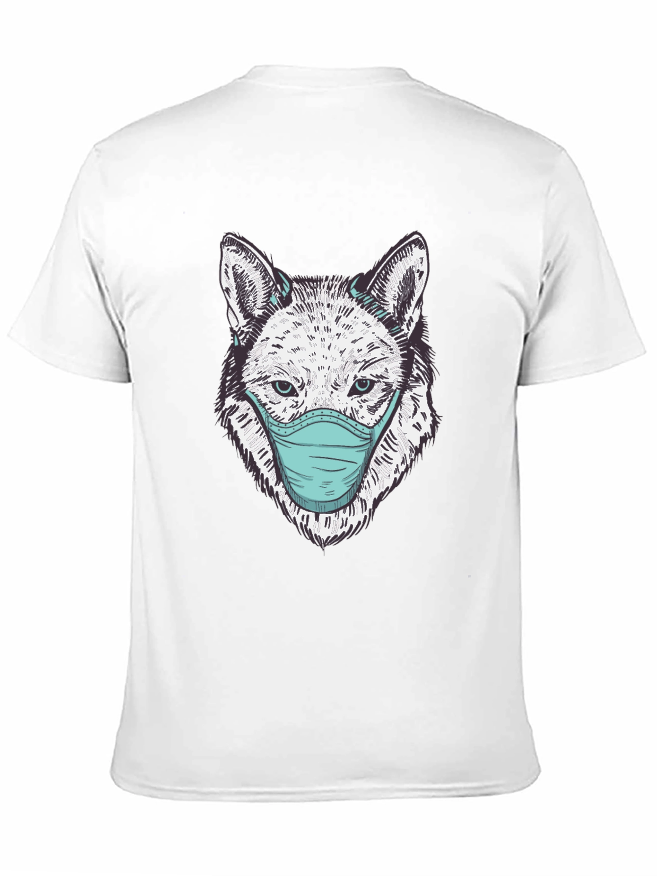 Wolf Face Mask Graphic Tee - Stylish & Protective