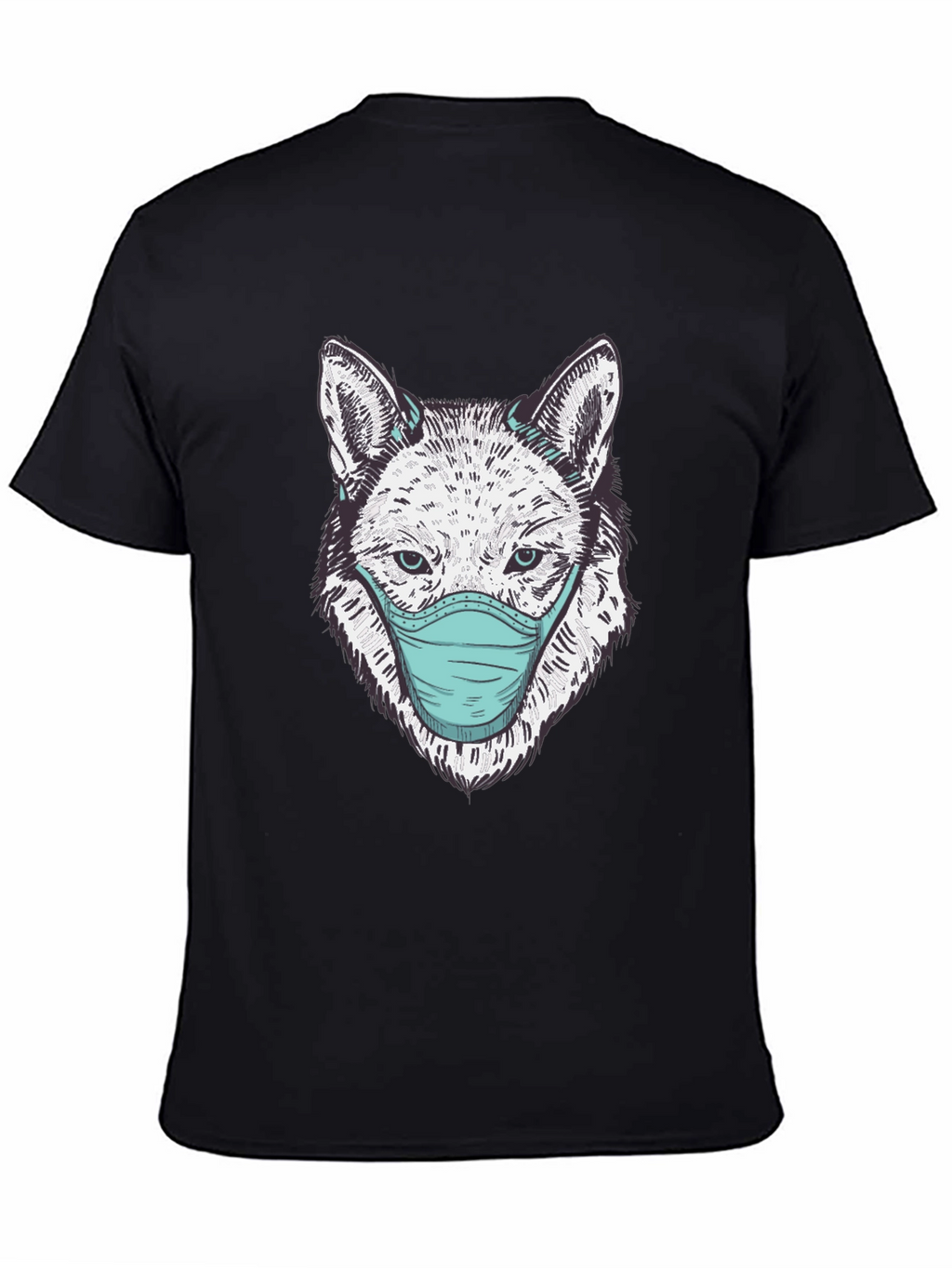 Wolf Face Mask Graphic Tee - Stylish & Protective
