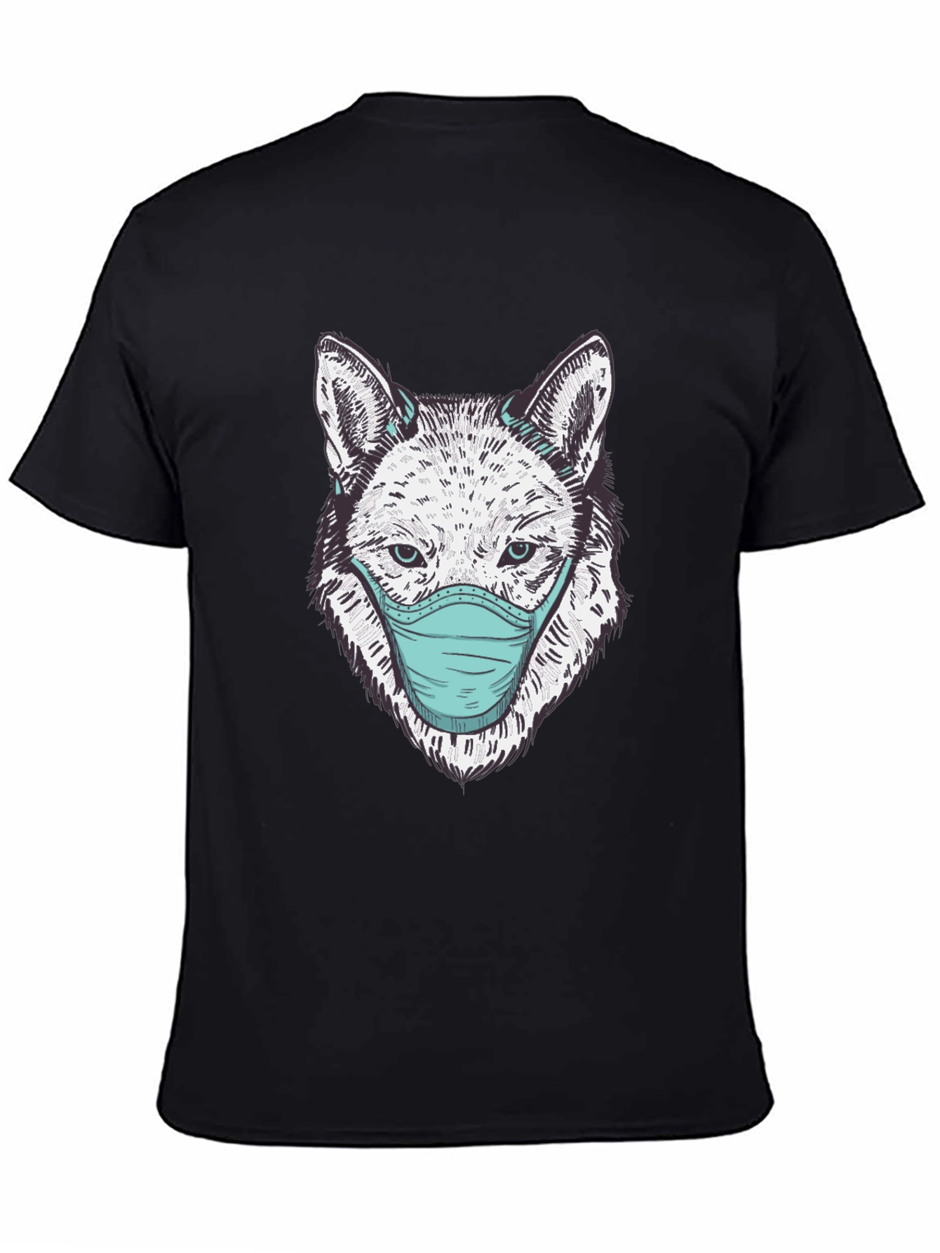 Wolf Face Mask Graphic Tee - Stylish & Protective