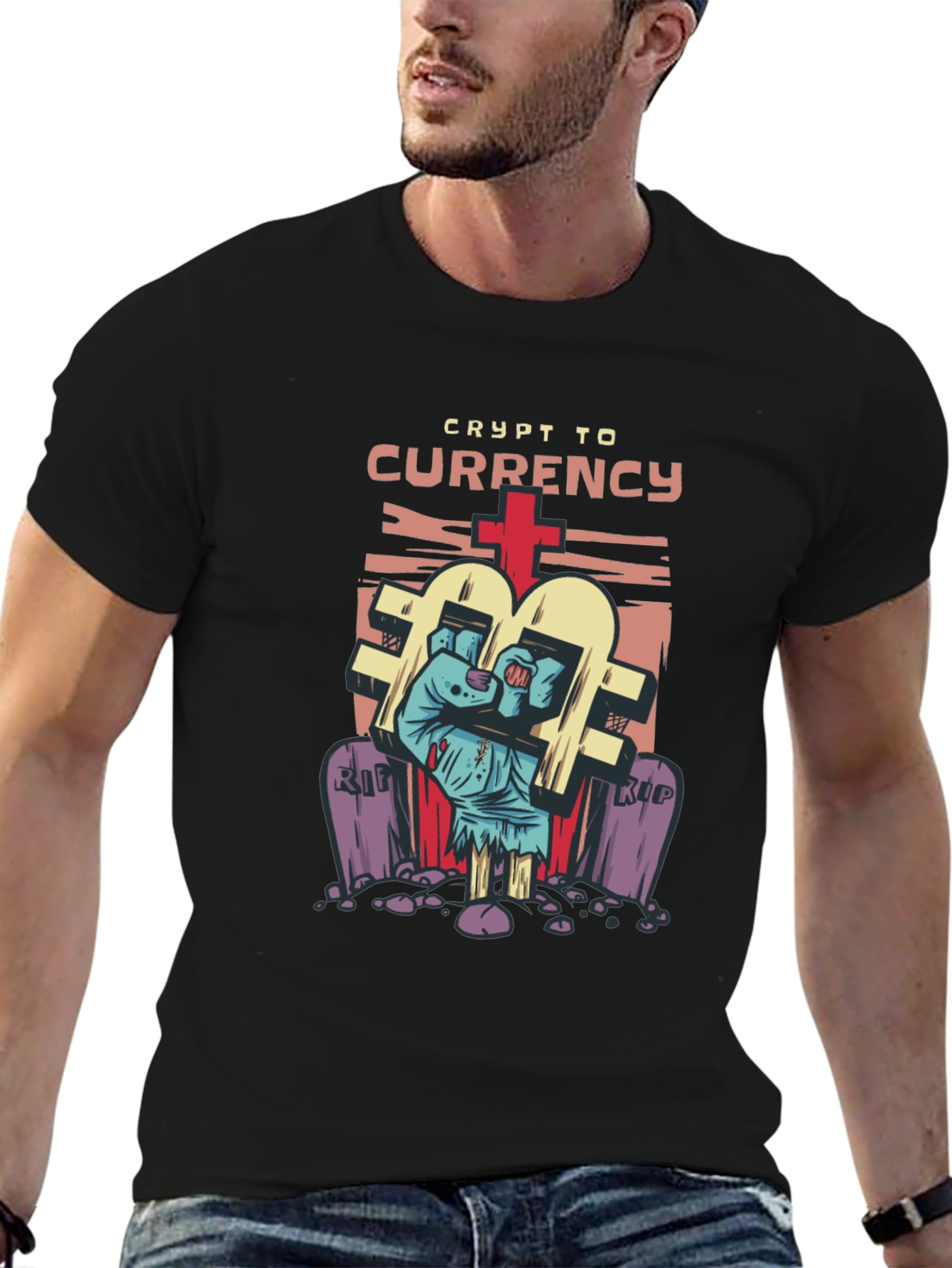 Crypto Currency Zombie T-Shirt - Novelty Graphic Tee