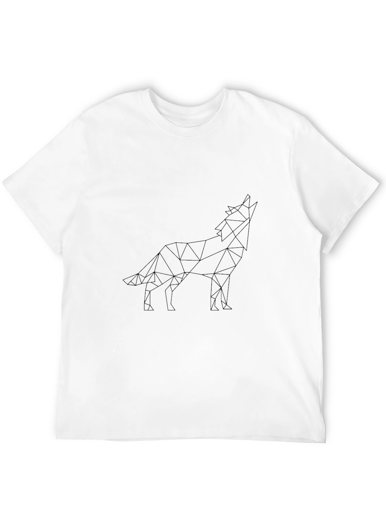 Geometric Wolf Graphic T-Shirt - Black